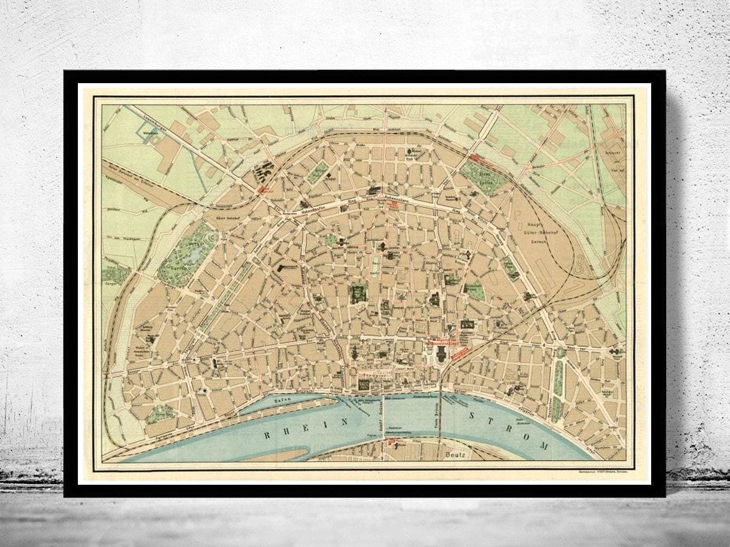 Old Map of Koln Cologne, Germany 1910  | Vintage Map Wall Art Print