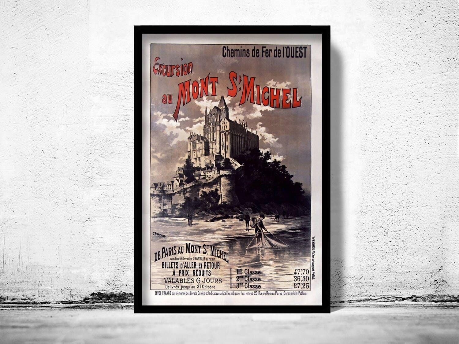 Vintage Poster of Mont St Michel France 1895 | Vintage Map Wall Art Print | Large Poster Print | Home Decor Wall Art