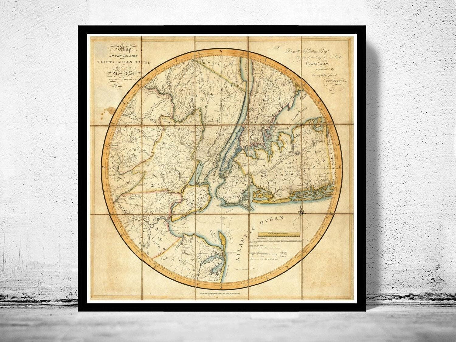 Old Map of New York and Environs 1811  | Vintage Map Wall Art Print