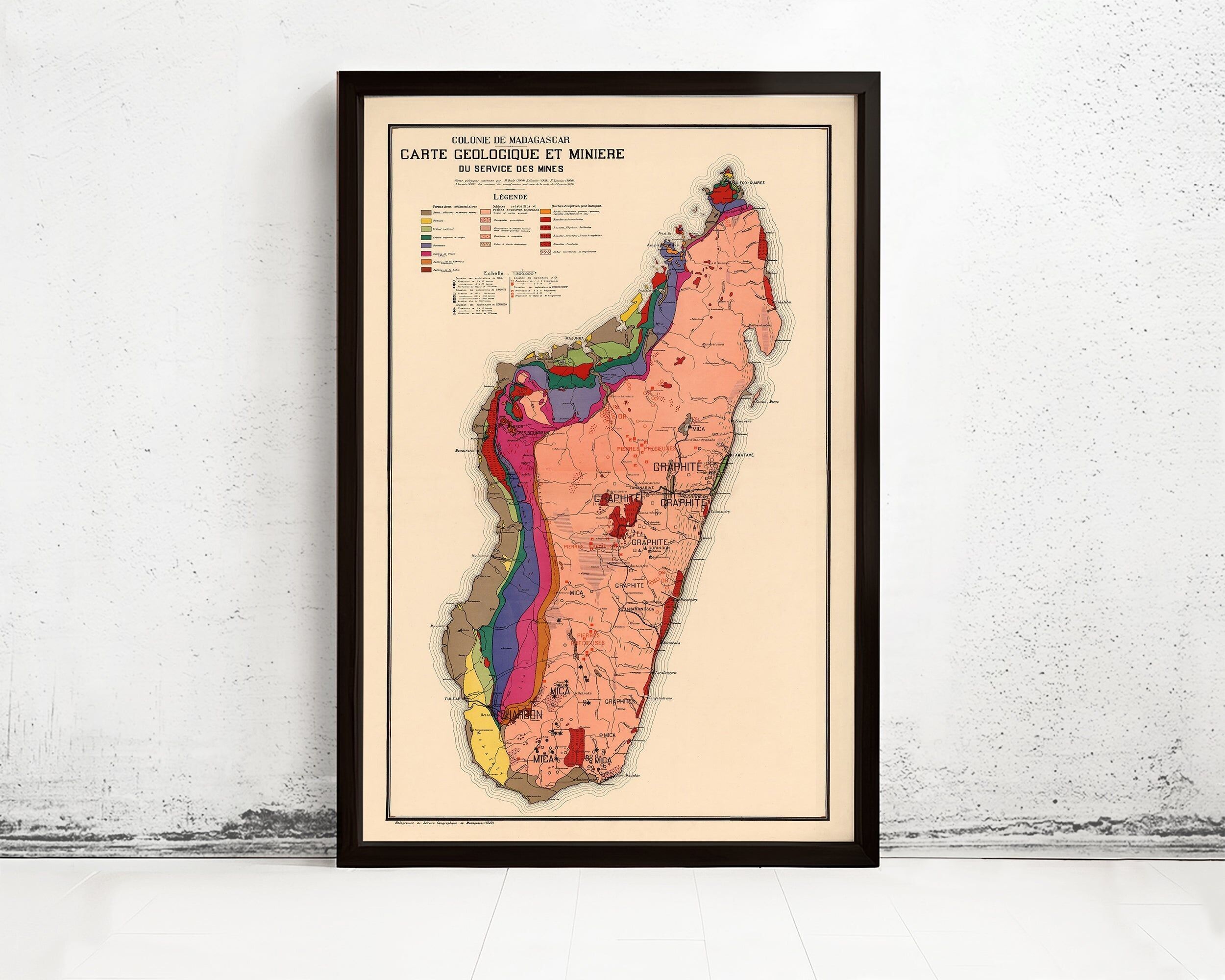 Old Map of Madagascar 1929 Vintage Map | Vintage Map Wall Art Print