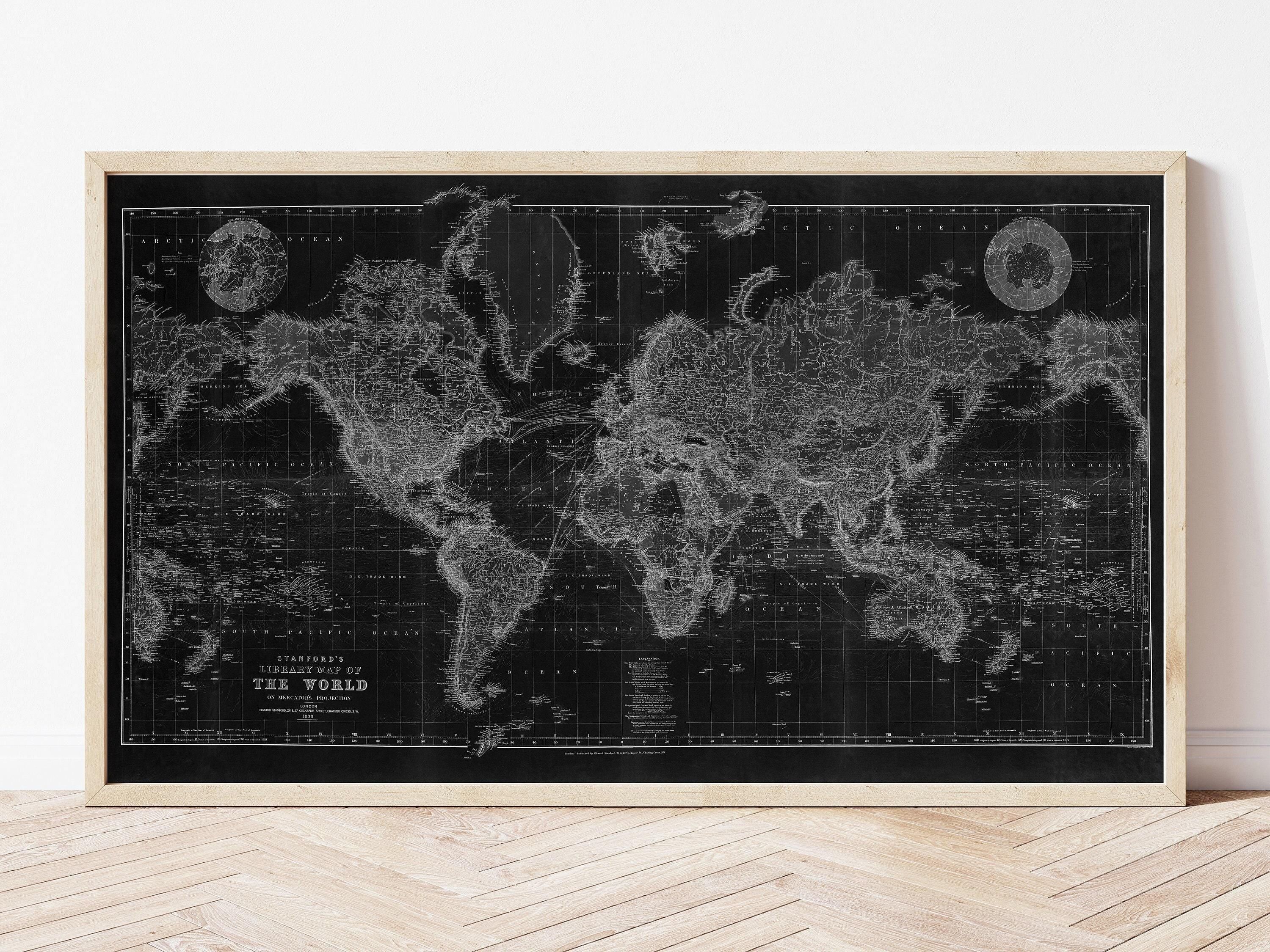 OLD WORLD MAP - Black and Sepia - world map poster print | World Map Gift World Map Print | world map black and white | World Map Wall Art