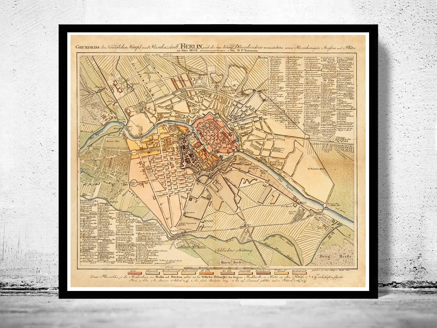 Old Map of Berlin Germany 1805 Vintage Map | Vintage Map Wall Art Print