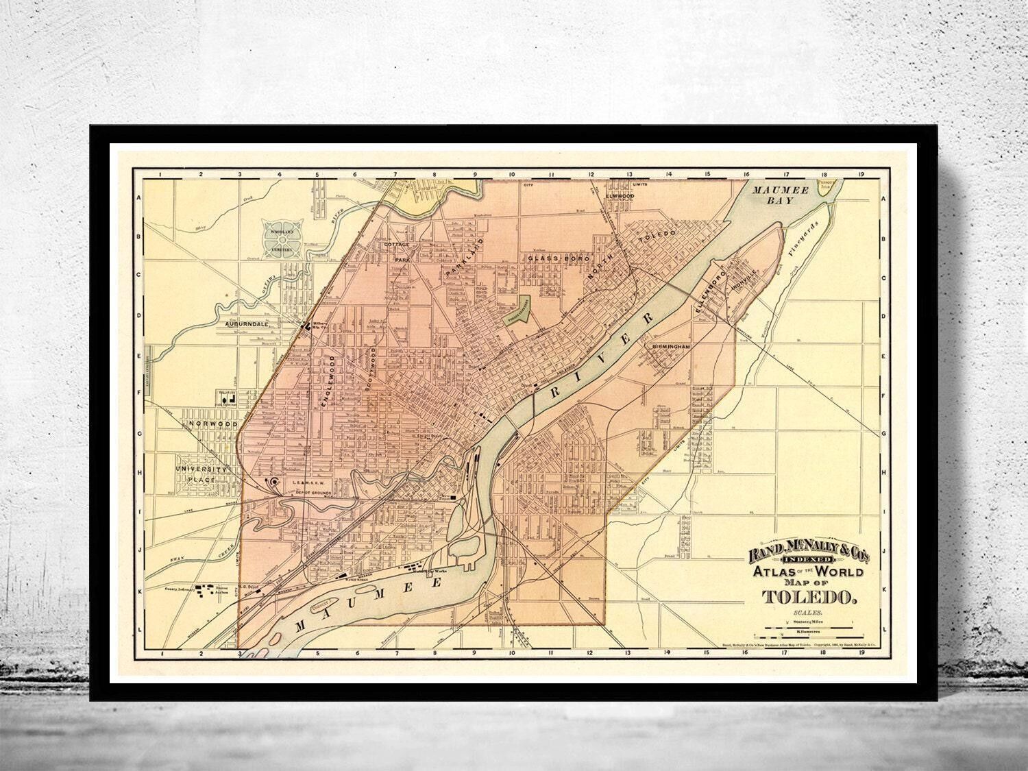 Old map of Toledo Ohio 1892 Vintage Map | Vintage Map Wall Art Print