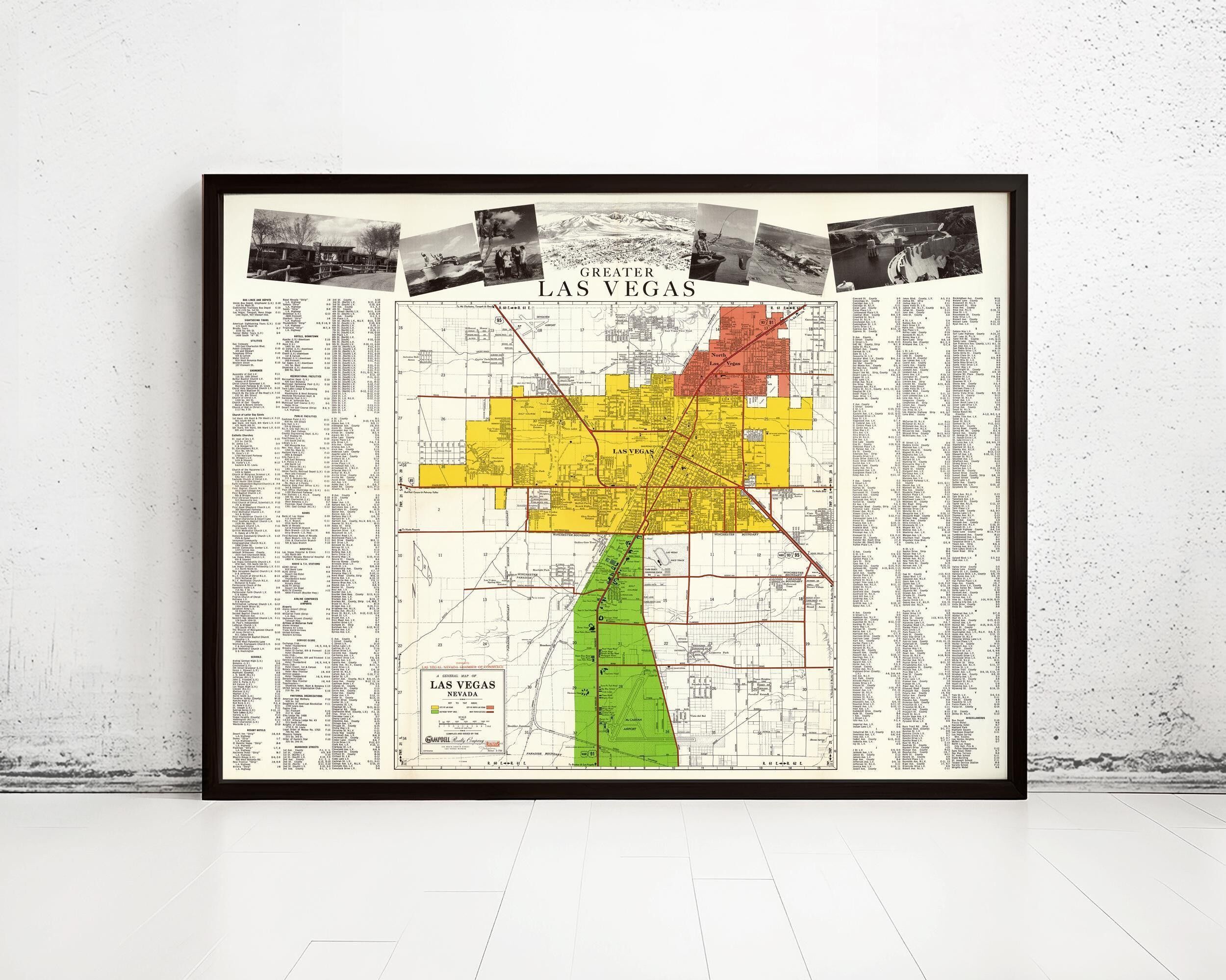 Old Map of Las Vegas Nevada Vintage Map | Vintage Map Wall Art Print