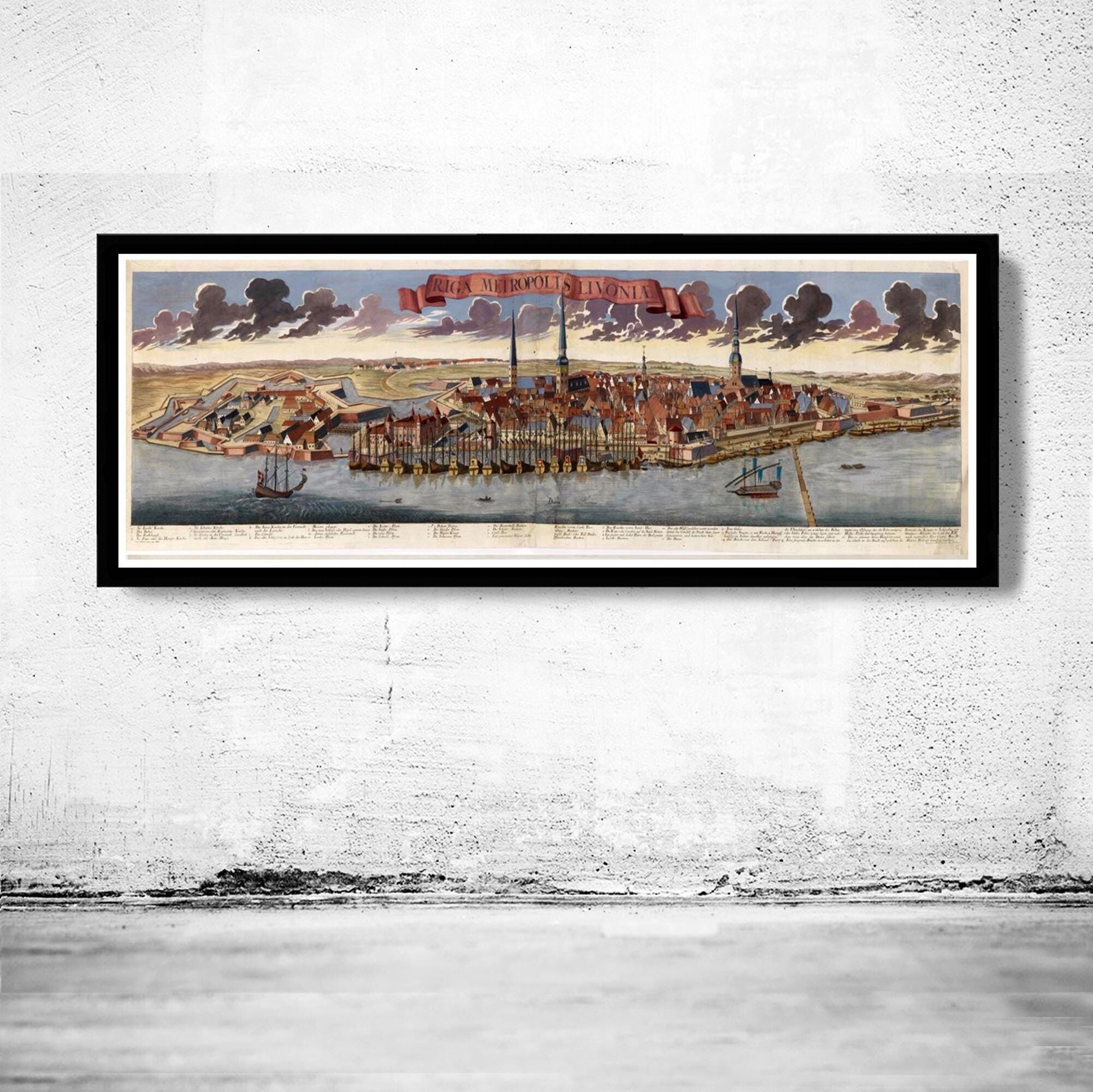 Old Map of Riga 1740 Latvia Vintage Map | Vintage Map Wall Art Print