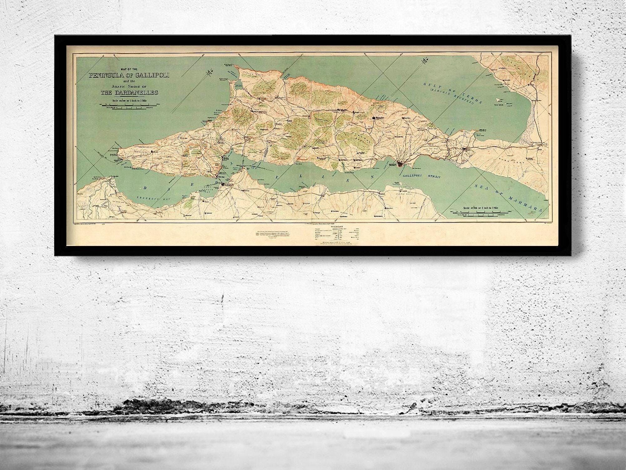 Old Map of Gallipoli Turkey 1919 Vintage Map | Vintage Map Wall Art Print