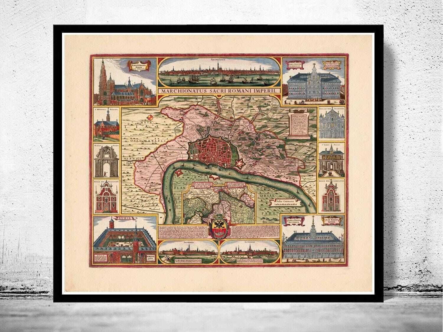 Old Map of Antwerp Belgium 1675 Anvers Old Map  intage Map | Vintage Map Wall Art Print