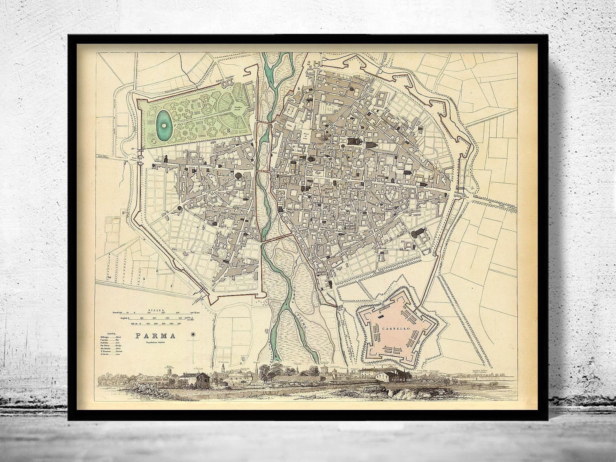Old Map of Parma Italy 1840 Vintage Map | Vintage Map Wall Art Print