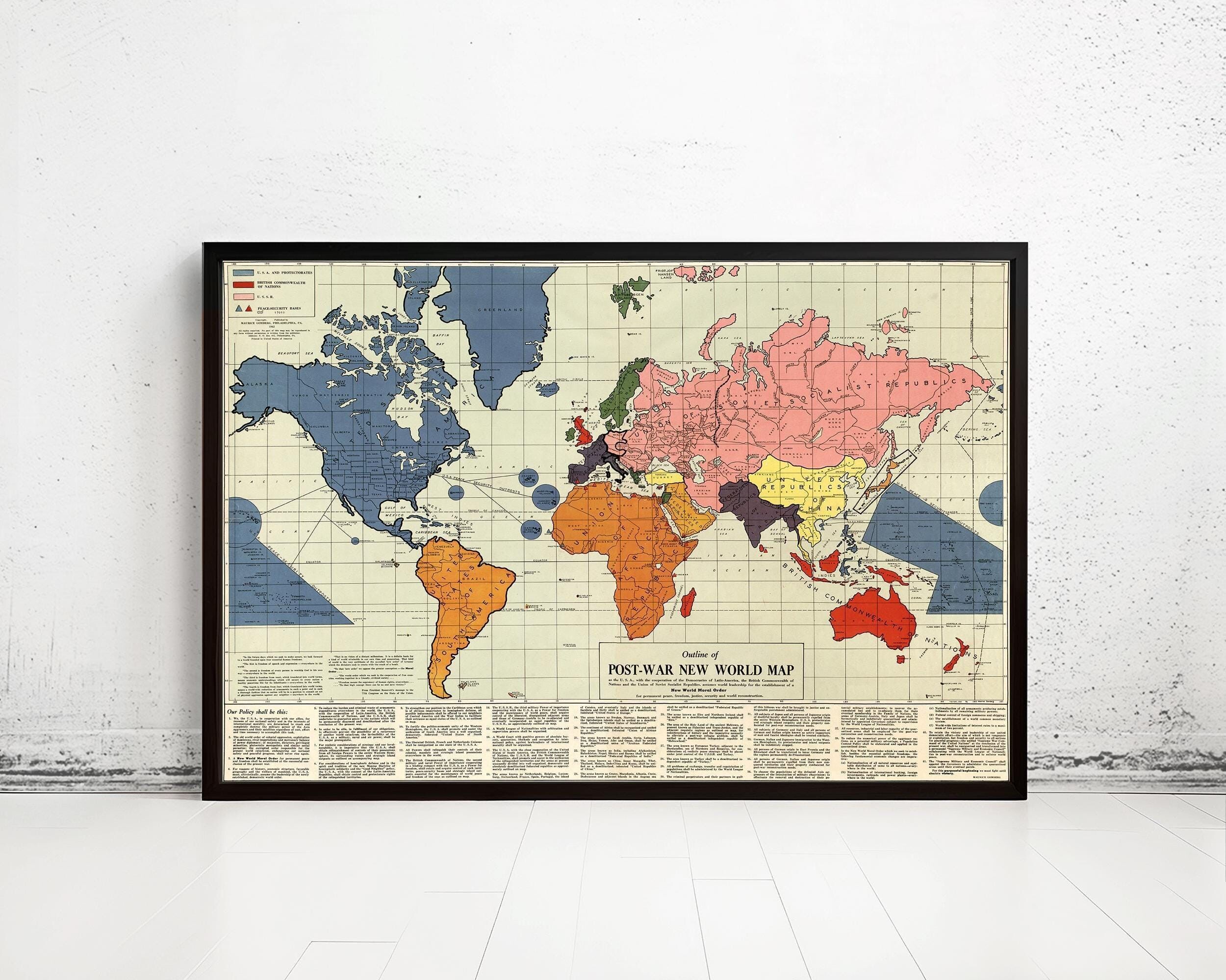 Old World Map infamous New World Order 1942 Vintage WW2 map | World Map Gift World Map Print | Vintage World Map | World Map Wall Art