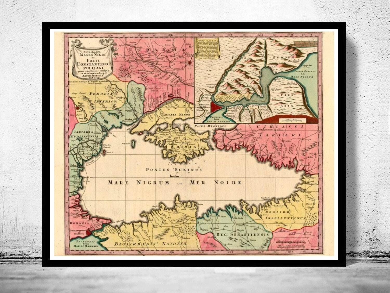 Old Map of Black Sea 1750 Crimea Vintage Map | Vintage Map Wall Art Print