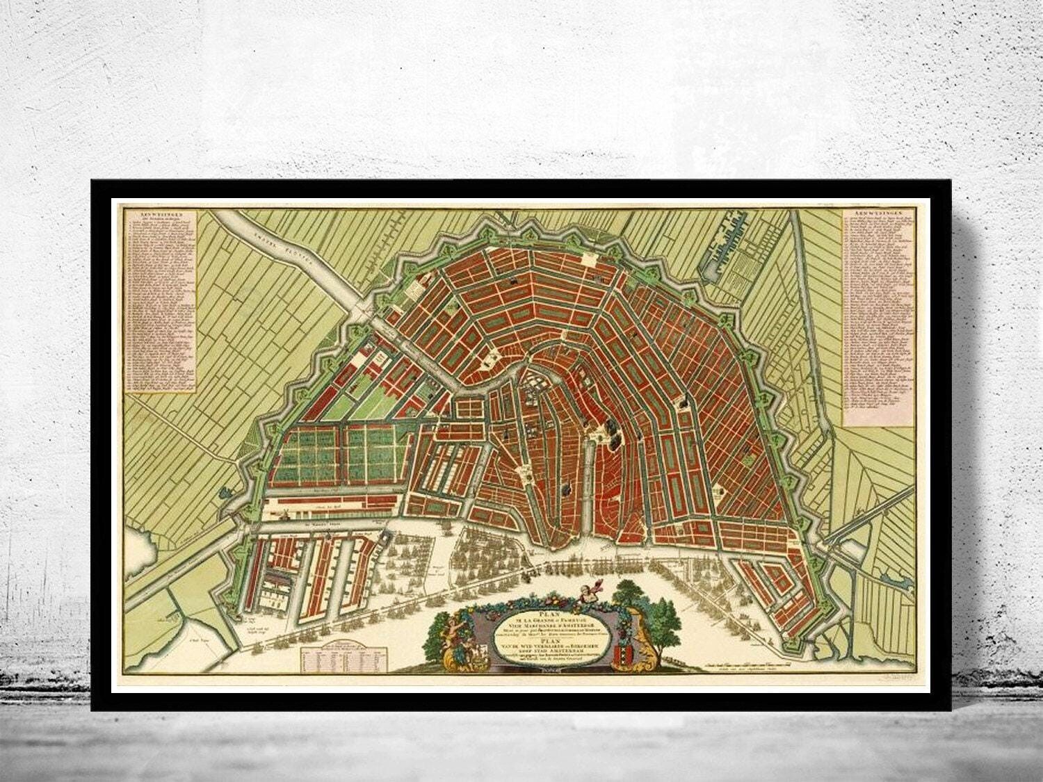 Old Map of Amsterdam Netherlands 1735 Vintage Map | Vintage Map Wall Art Print