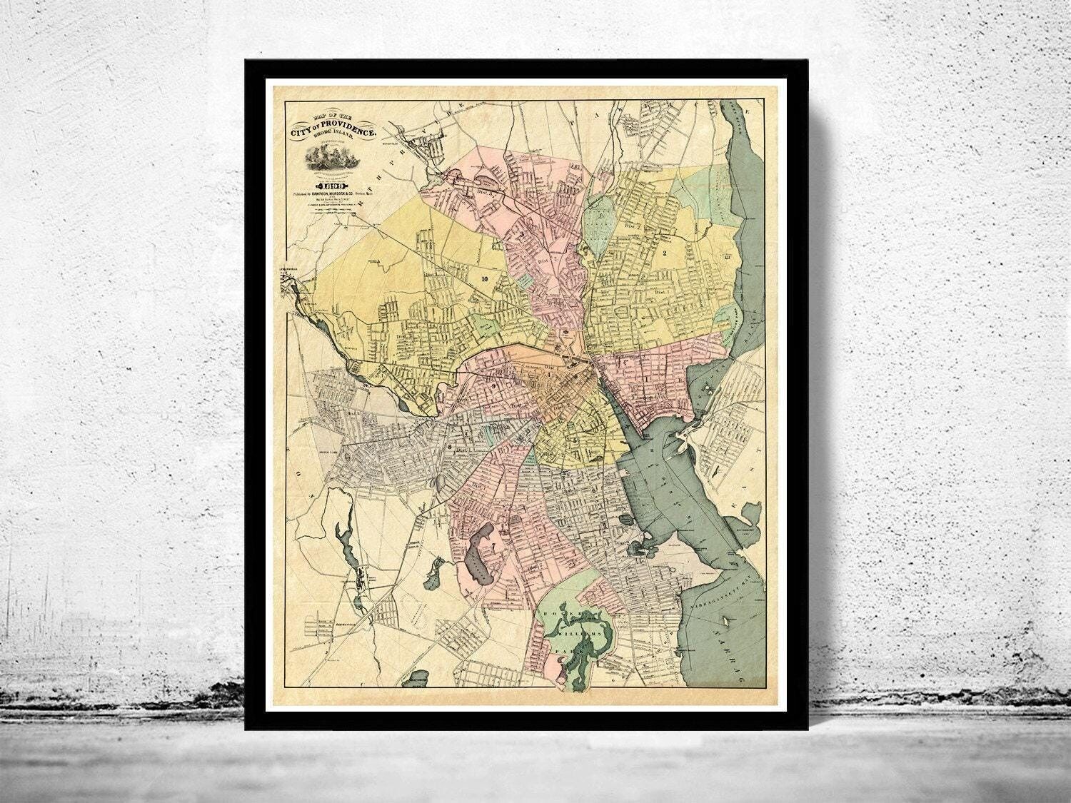 Vecchia mappa di Providence, Rhode Island, 1899 | Stampa artistica da parete con mappa d'epoca