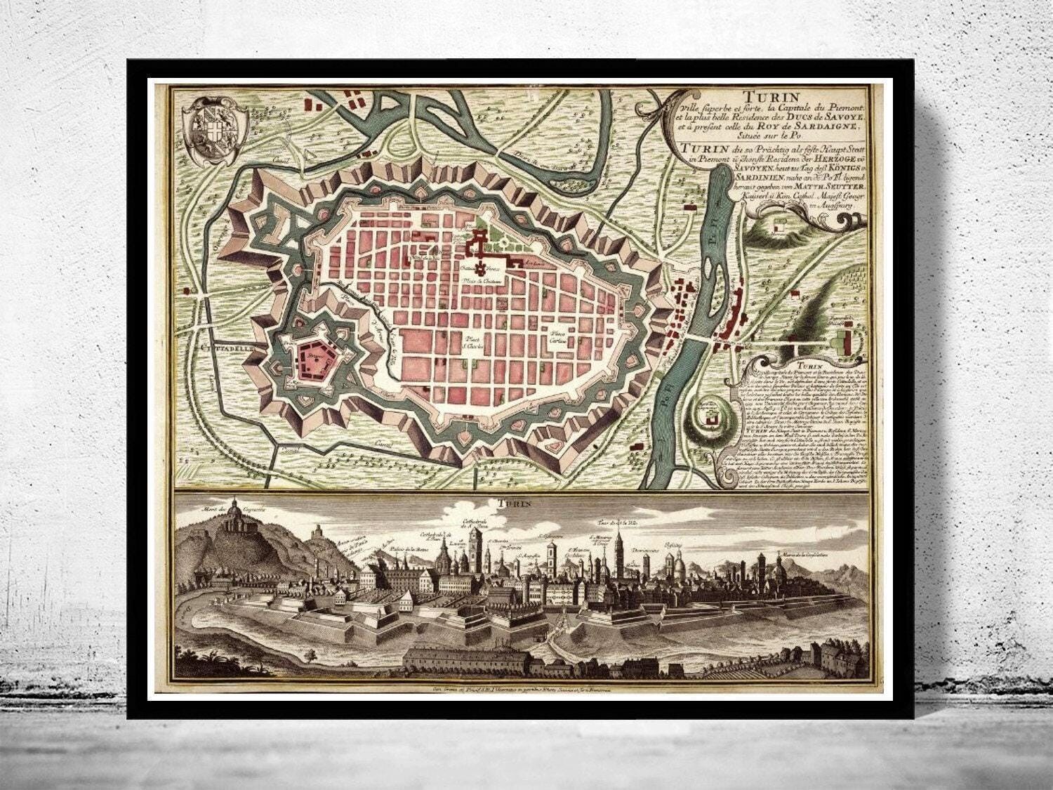 Old Map of Turin Torino Italy 1750 Vintage Map | Vintage Map Wall Art Print