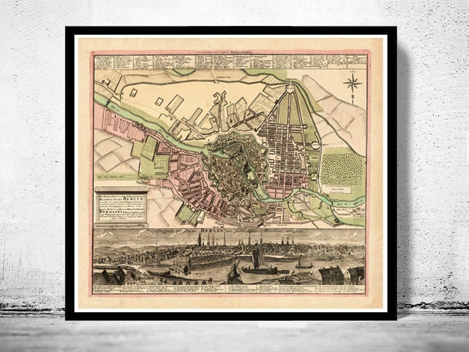Old Map of Berlin Germany 1739 Vintage Map | Vintage Map Wall Art Print
