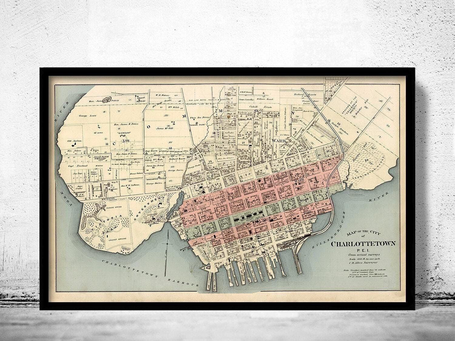 Old Map of Charlottetown Canada 1880 Vintage Map | Vintage Map Wall Art Print