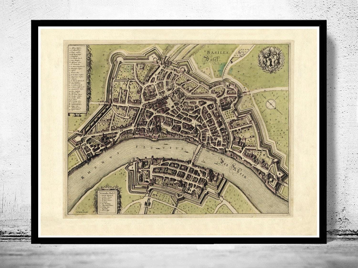 Old Map of Basel Basilea Switzerland Suisse 1600 Vintage Map | Vintage Map Wall Art Print