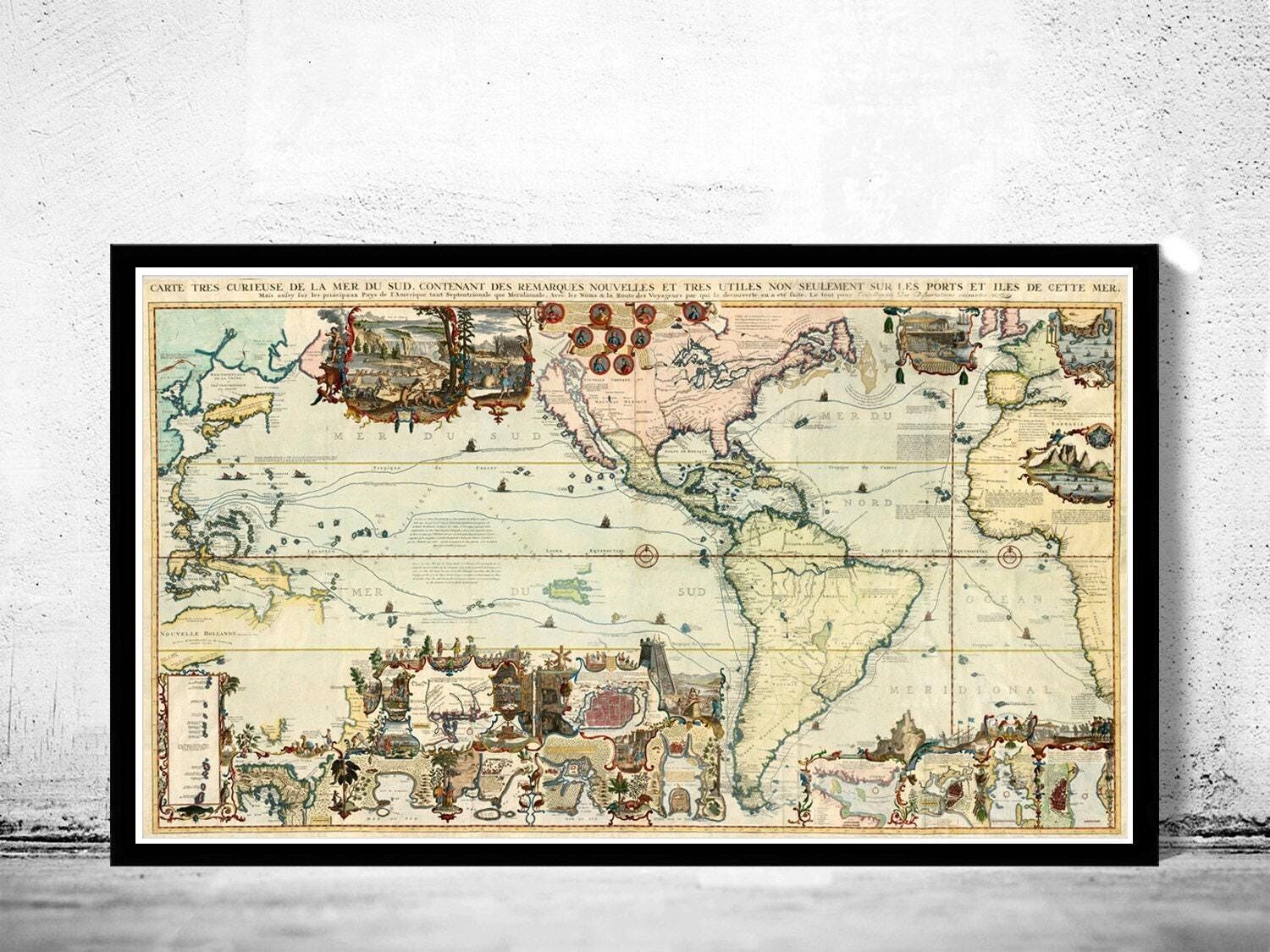 Mapa del Viejo Mundo de 1719 | Mapa antiguo | Nuevos Descubrimientos | Regalo | Impresión | Mapa antiguo | Arte mural | Impresión de mapas grandes