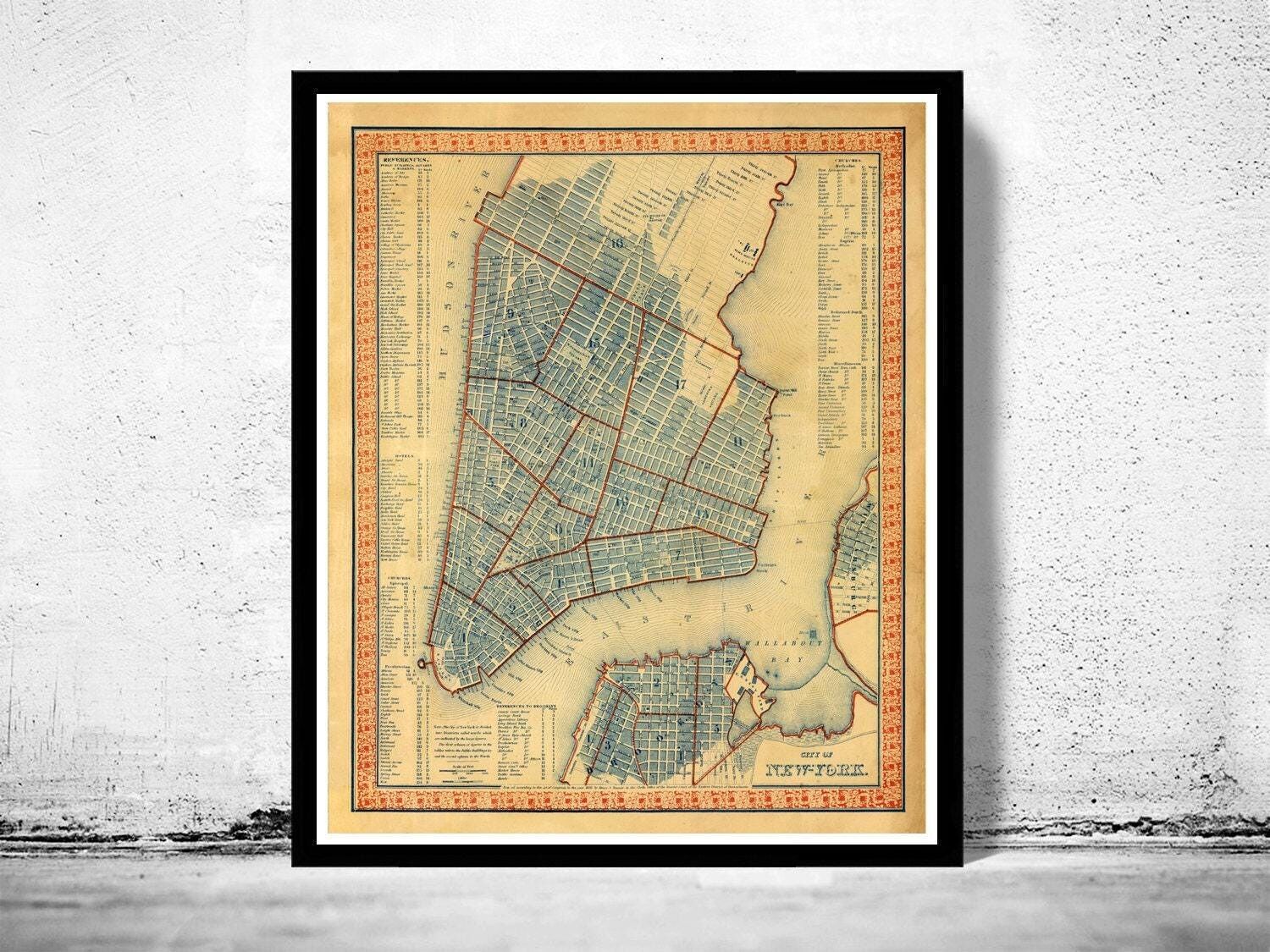 Mapa antiguo de Nueva York de 1846, Manhattan, NY | Impresión de mapa vintage para pared