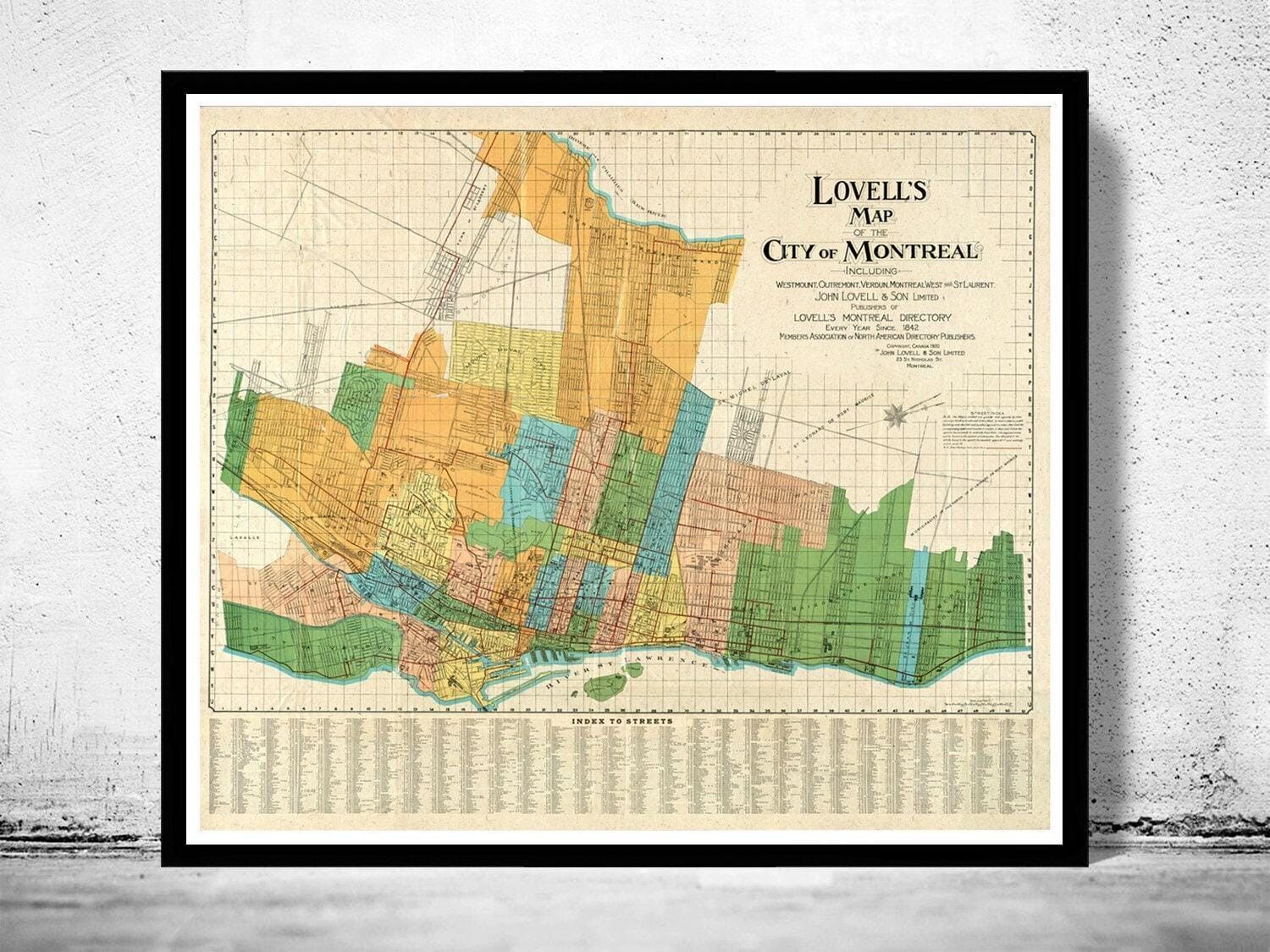 Old Map of Montreal, Canada 1920 Vintage Montreal map | Vintage Map Wall Art Print