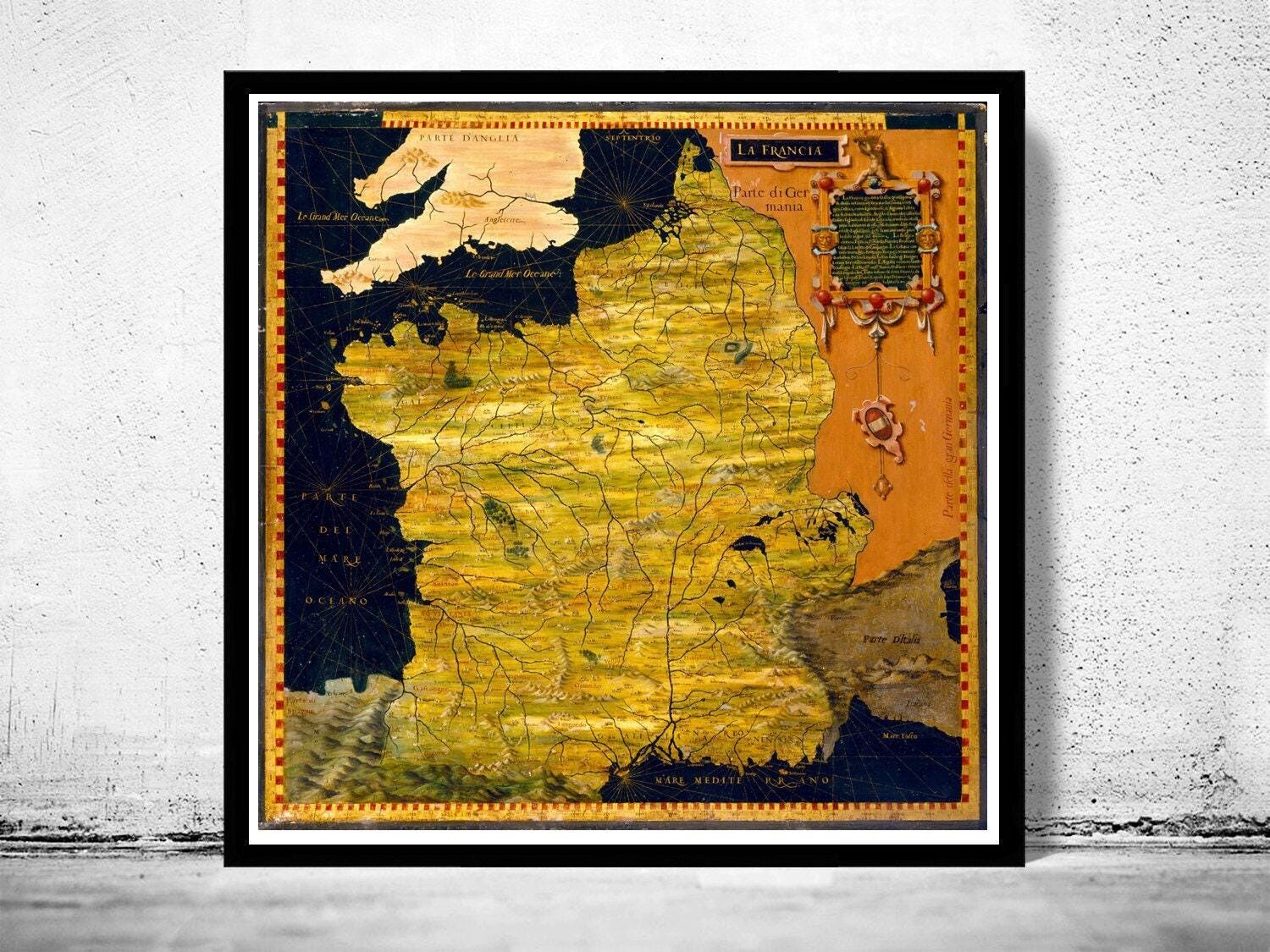 Old Map of France 1576  | Vintage Map Wall Art Print