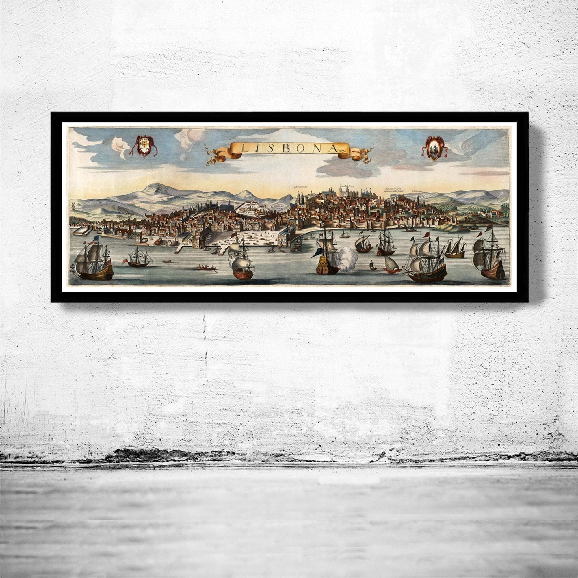 Old Map of Lisbon Lisboa Portugal 1670 Vintage Map  | Vintage Map Wall Art Print