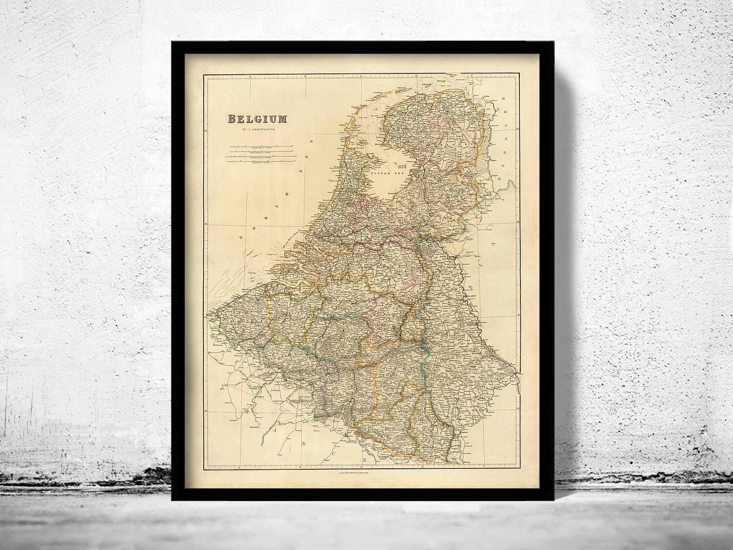 Old Vintage Map of Belgium Old Map 1832 | Vintage Map Wall Art Print