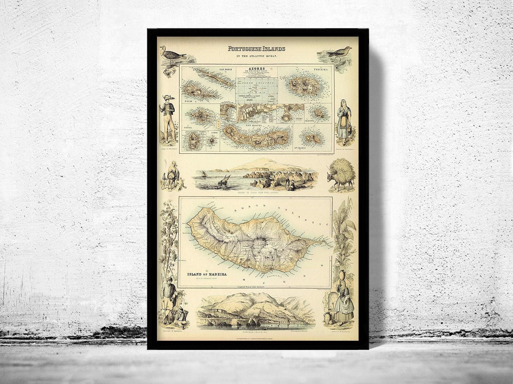 Buy wholesale Old Map of Açores Azores and Madeira Islands 1876 ...