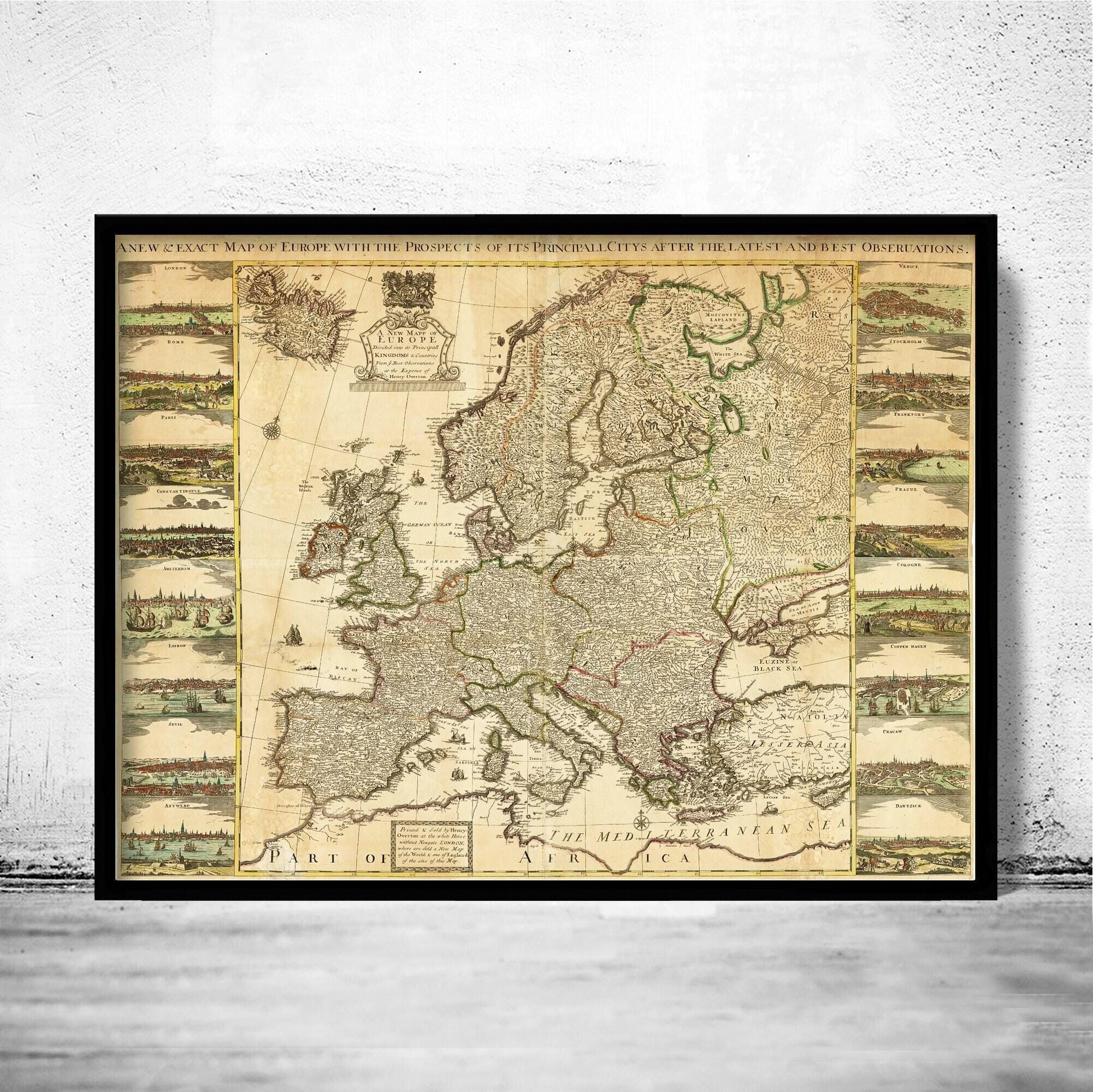 Old Map of Europe 1741 Vintage Map  | Europe Map Gift Europe Map Print | Vintage Europe Map | Europe Map Wall Art | Large Map Print