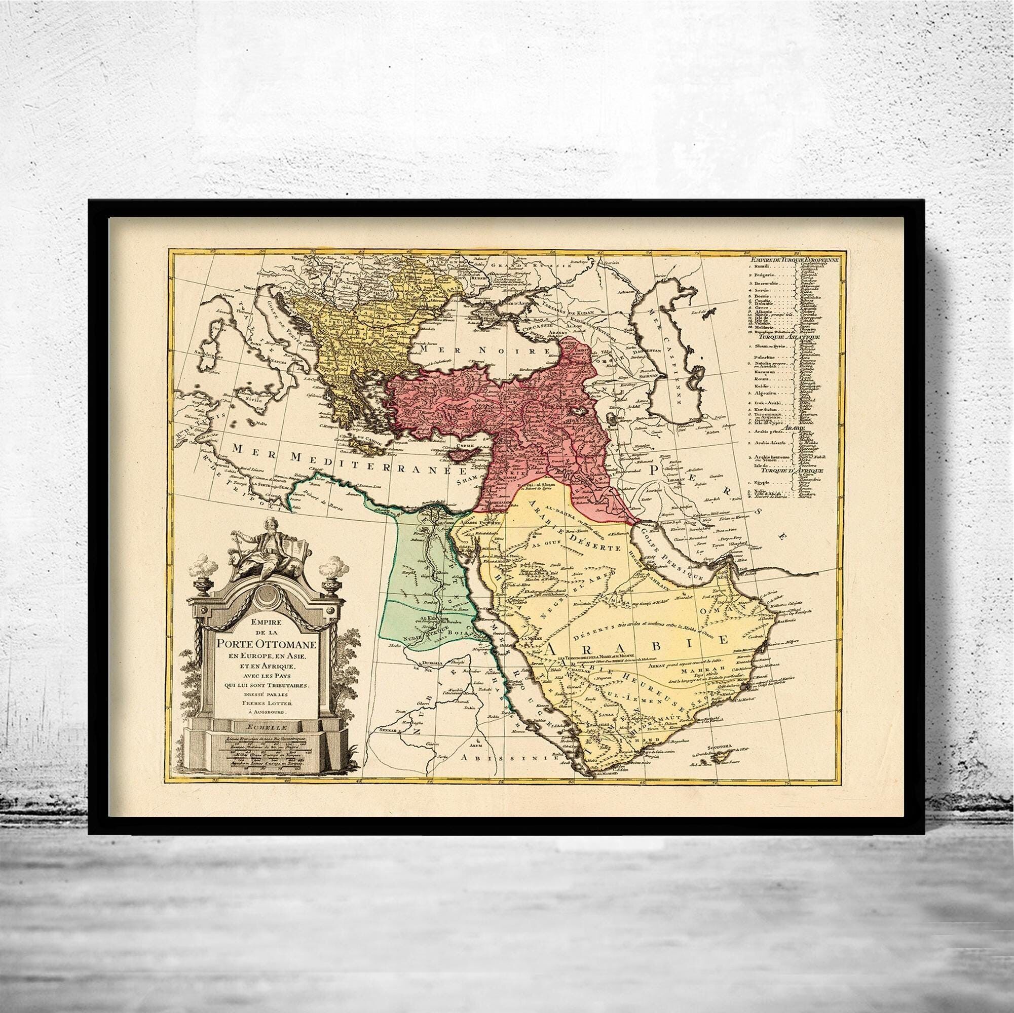 Old Map of Middle East Arabian Peninsula 1790 Vintage Map Arabia | Vintage Map Wall Art Print