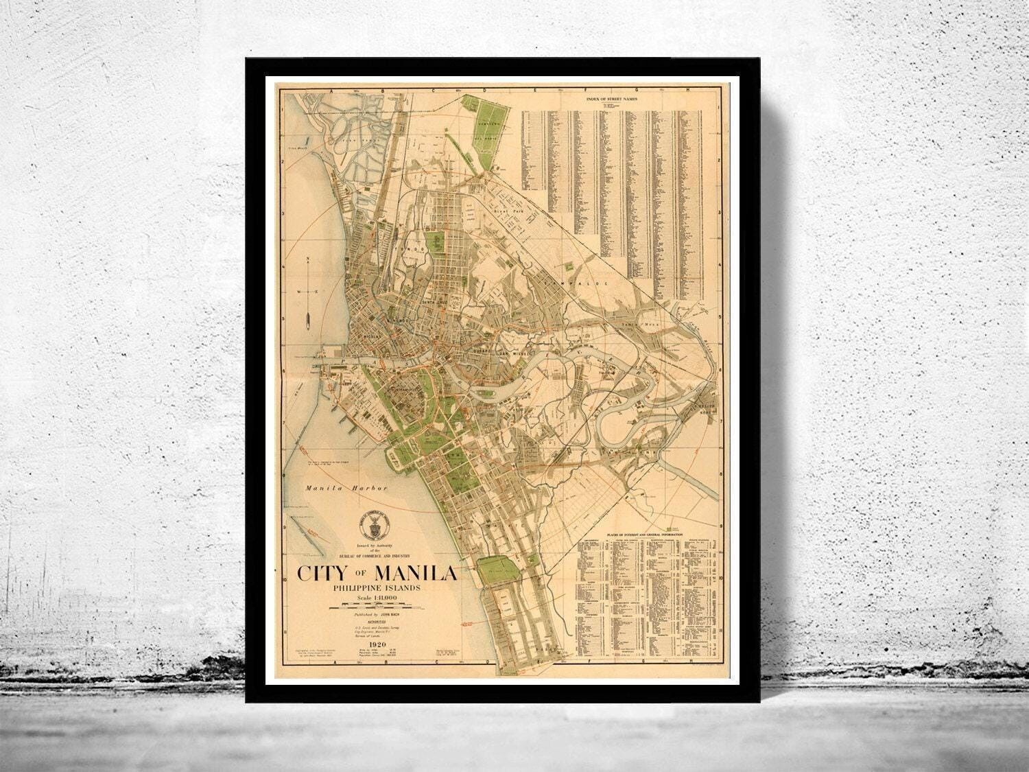 Old Map of Manila Philippines 1920 Vintage Map | Vintage Map Wall Art Print