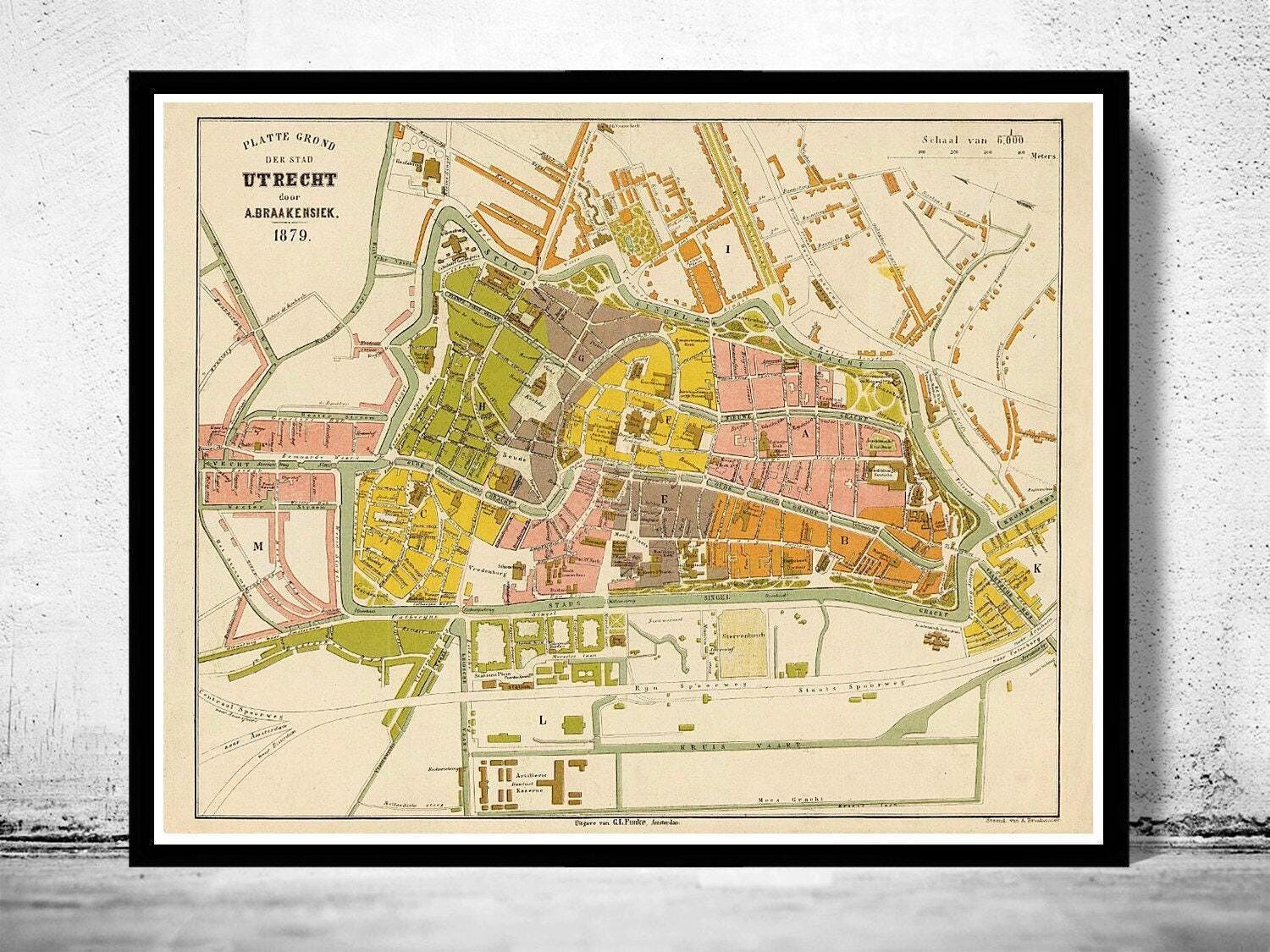 Old Map of Utrecht The Netherlands 1879 Vintage Map | Vintage Map Wall Art Print
