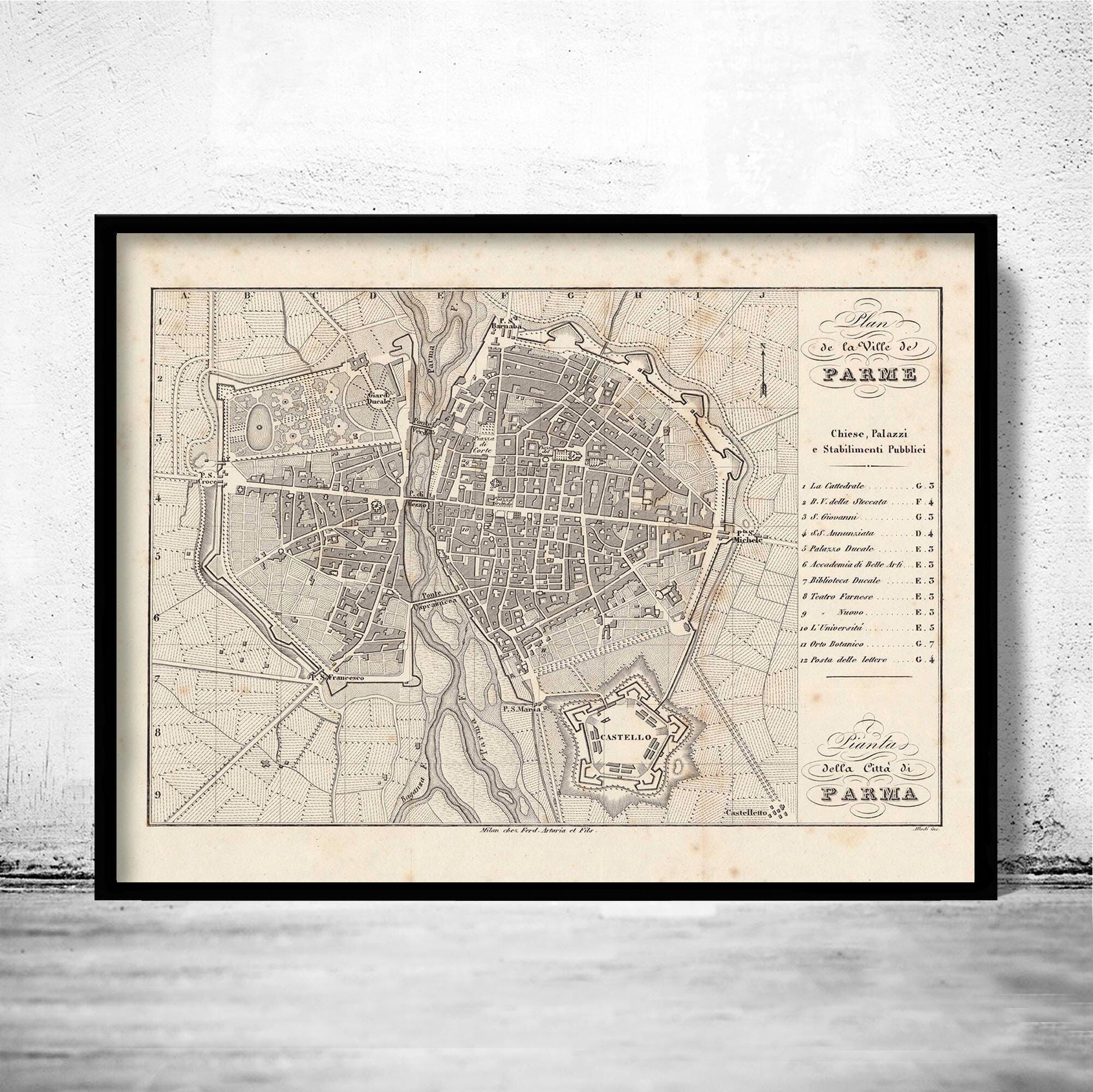 Old Map of Parma Italy 1859 Vintage Map | Vintage Map Wall Art Print
