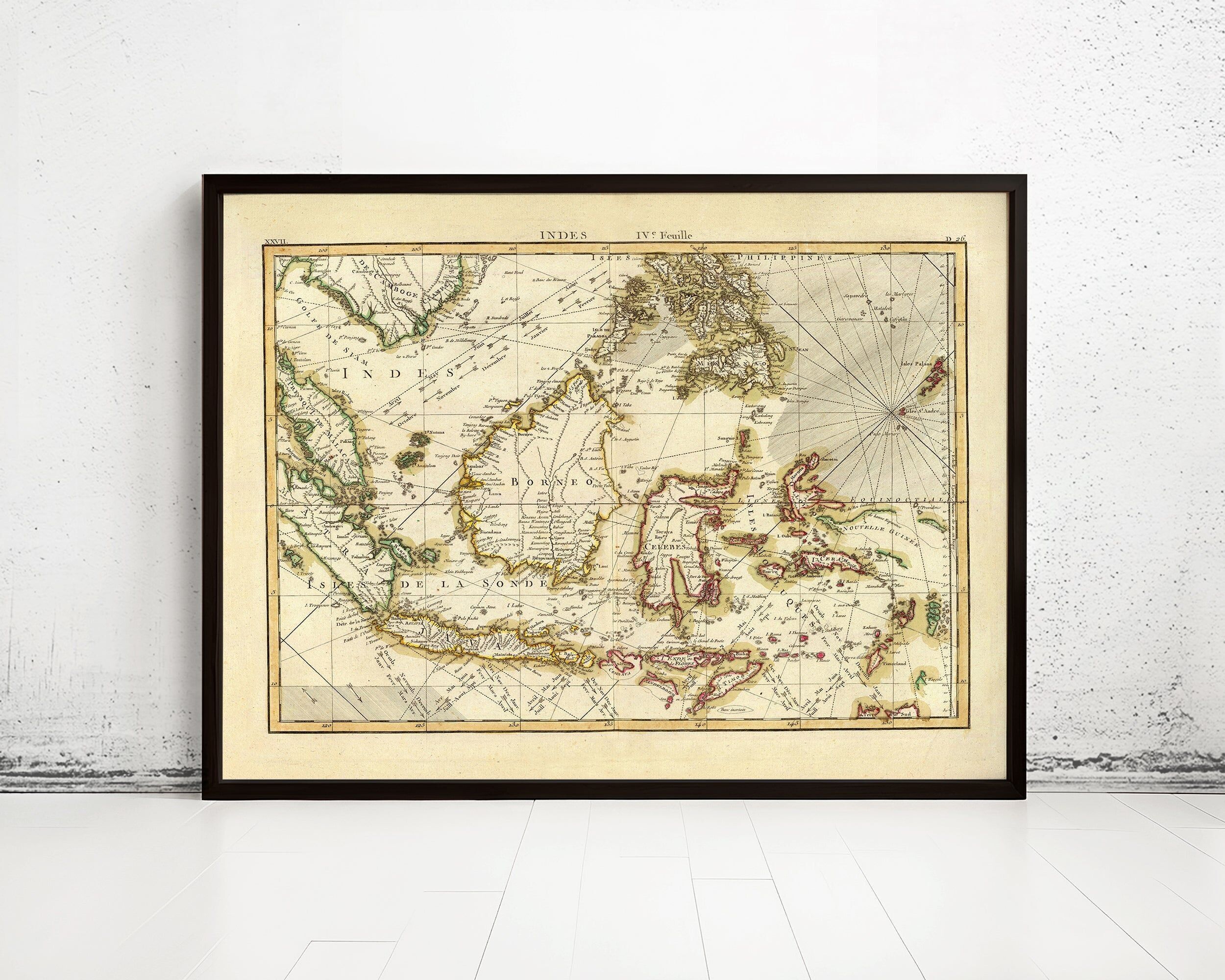 Old Map of Indonesia 1771 Vintage Map | Vintage Map Wall Art Print