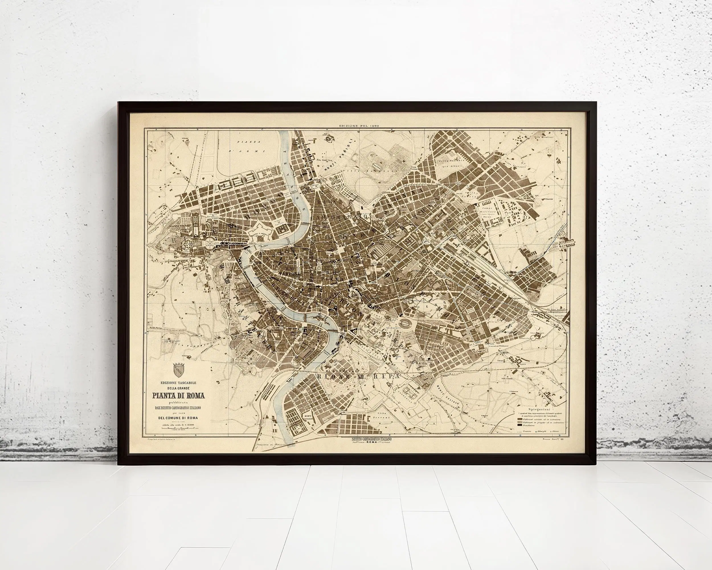 Buy wholesale Vintage Map of Rome Roma, Italia 1892 Old Map of Rome ...