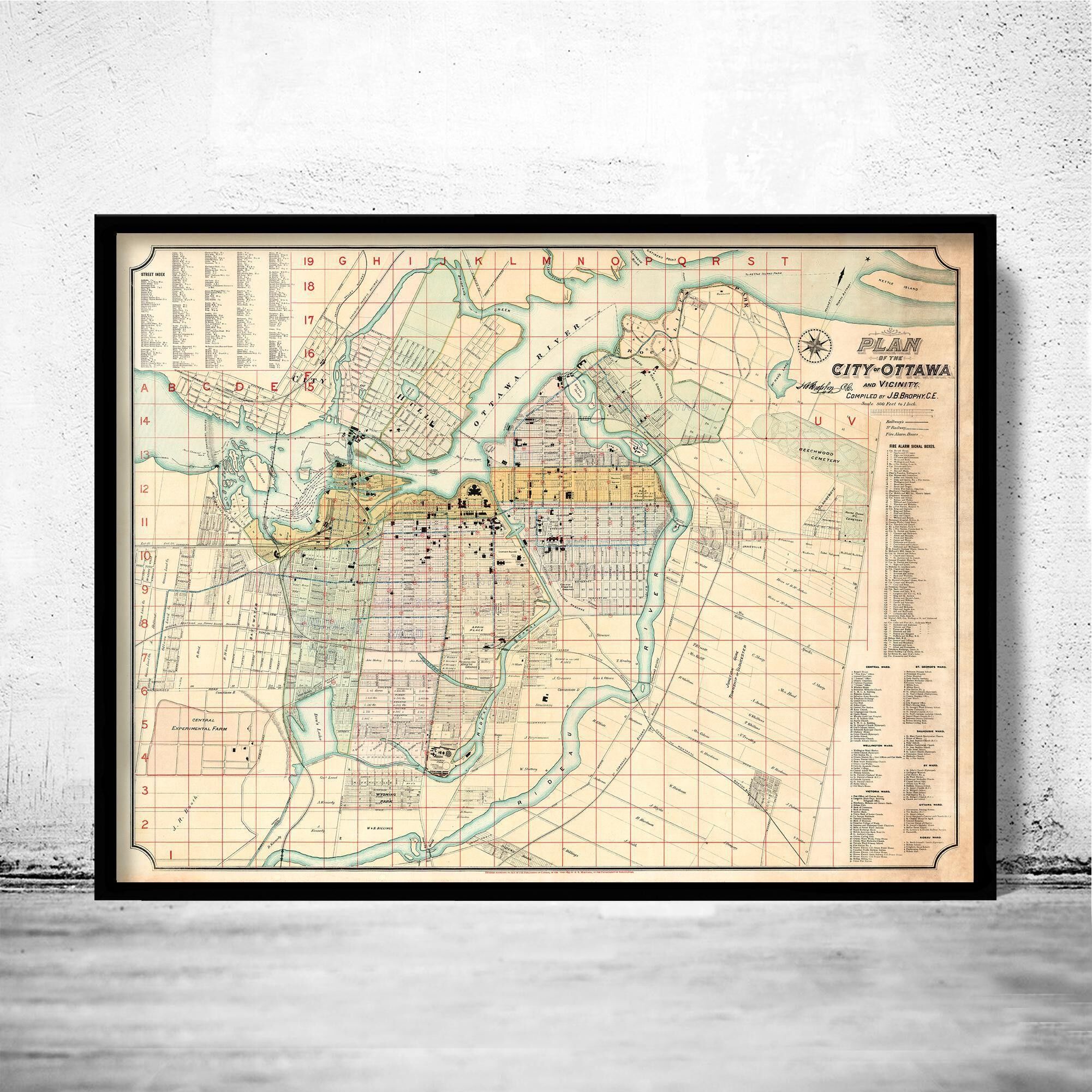 Old Map of Ottawa Canada 1895 Vintage Map | Vintage Map Wall Art Print