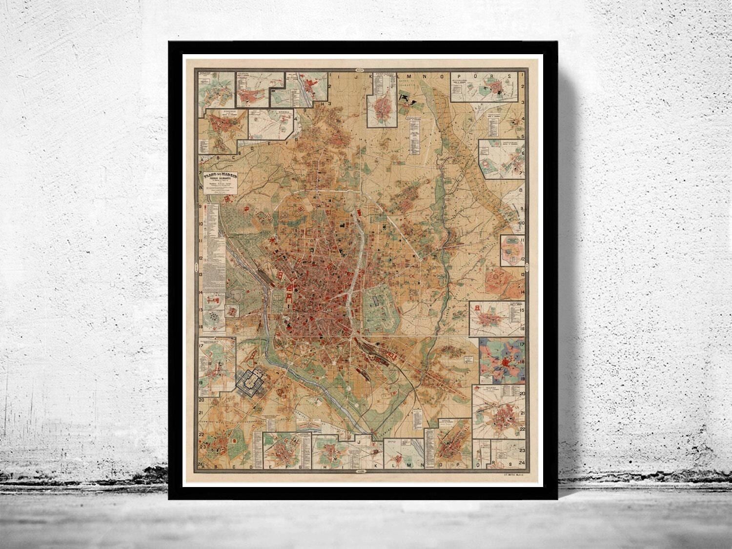 Old Map of Madrid 1902 , Spain Espana Old Map  | Vintage Map Wall Art Print