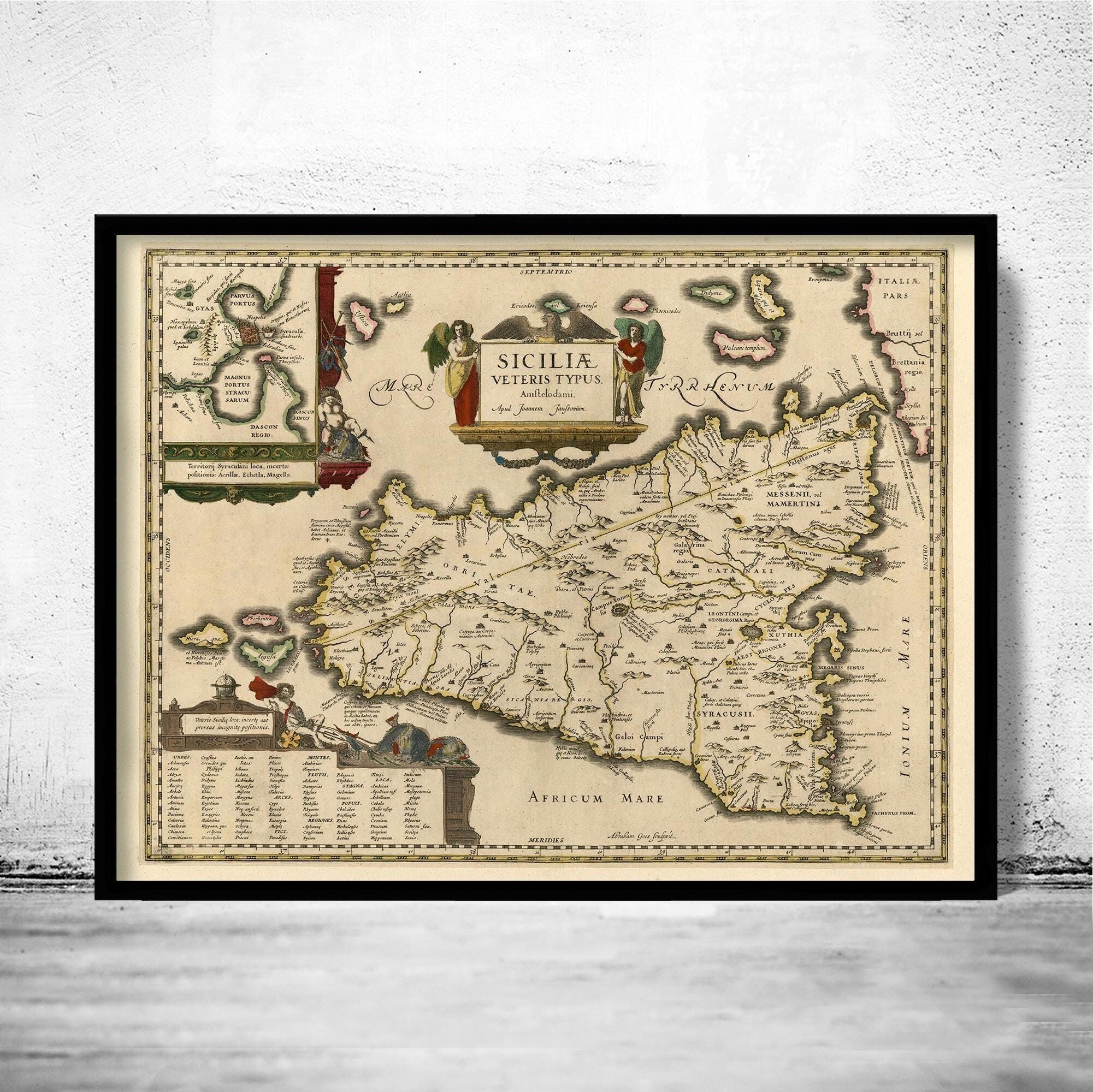 Old Map of Sicily Sicilia Italy 1600 Vintage Map | Vintage Map Wall Art Print