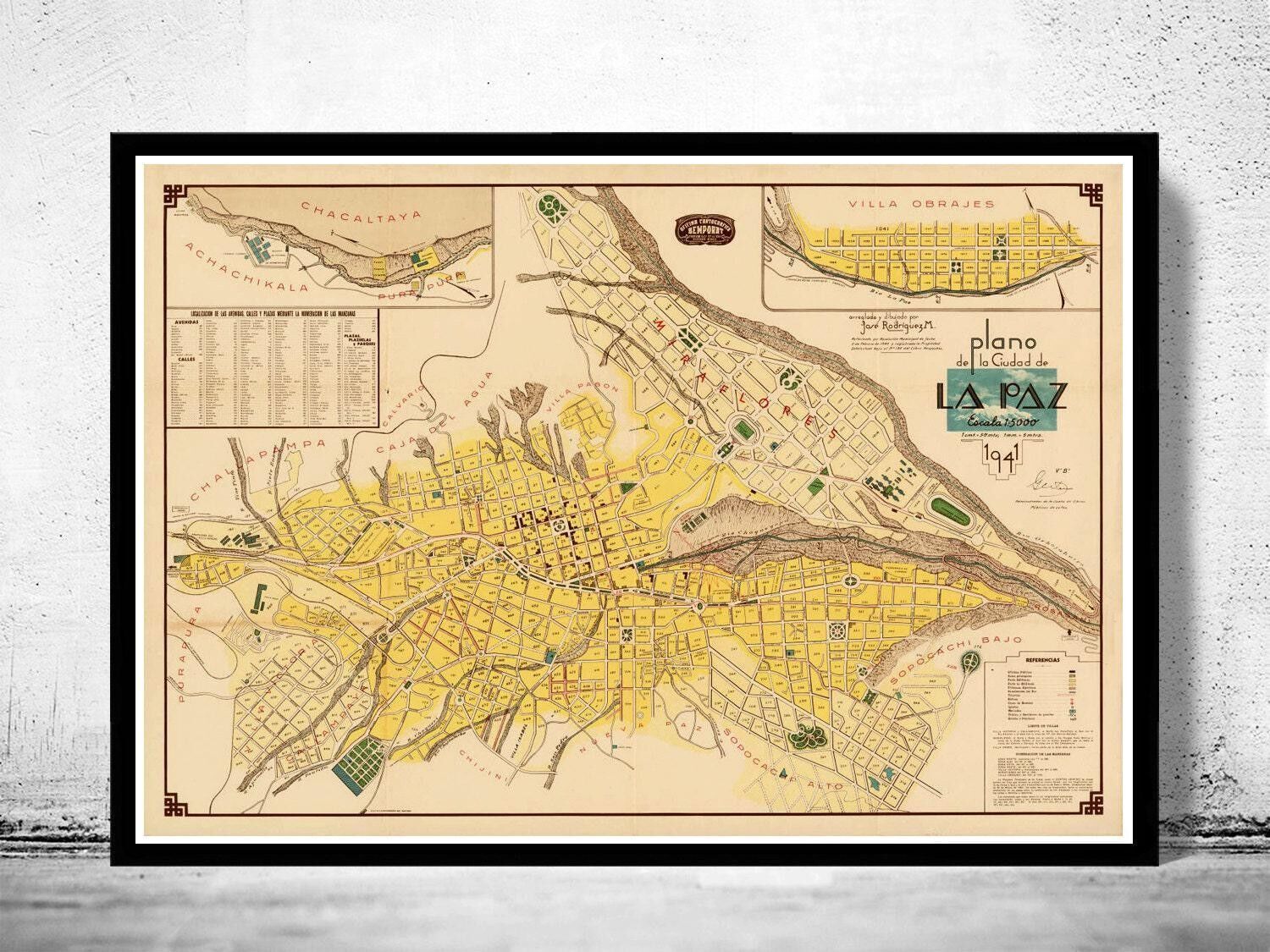 Old Map of La Paz Bolivia 1941 Vintage Map | Vintage Map Wall Art Print