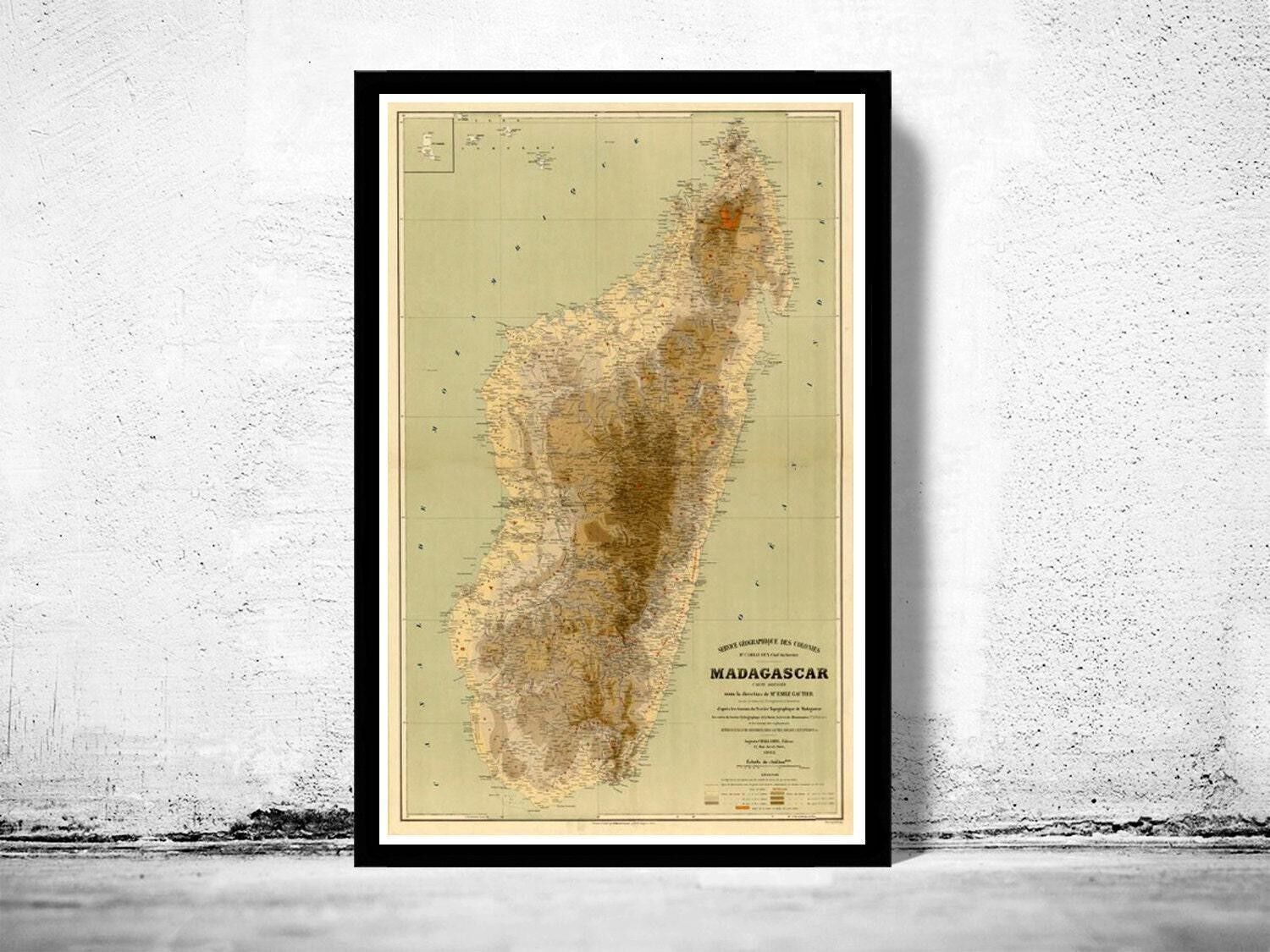 Old Map of Madagascar 1902 Vintage Map | Vintage Map Wall Art Print