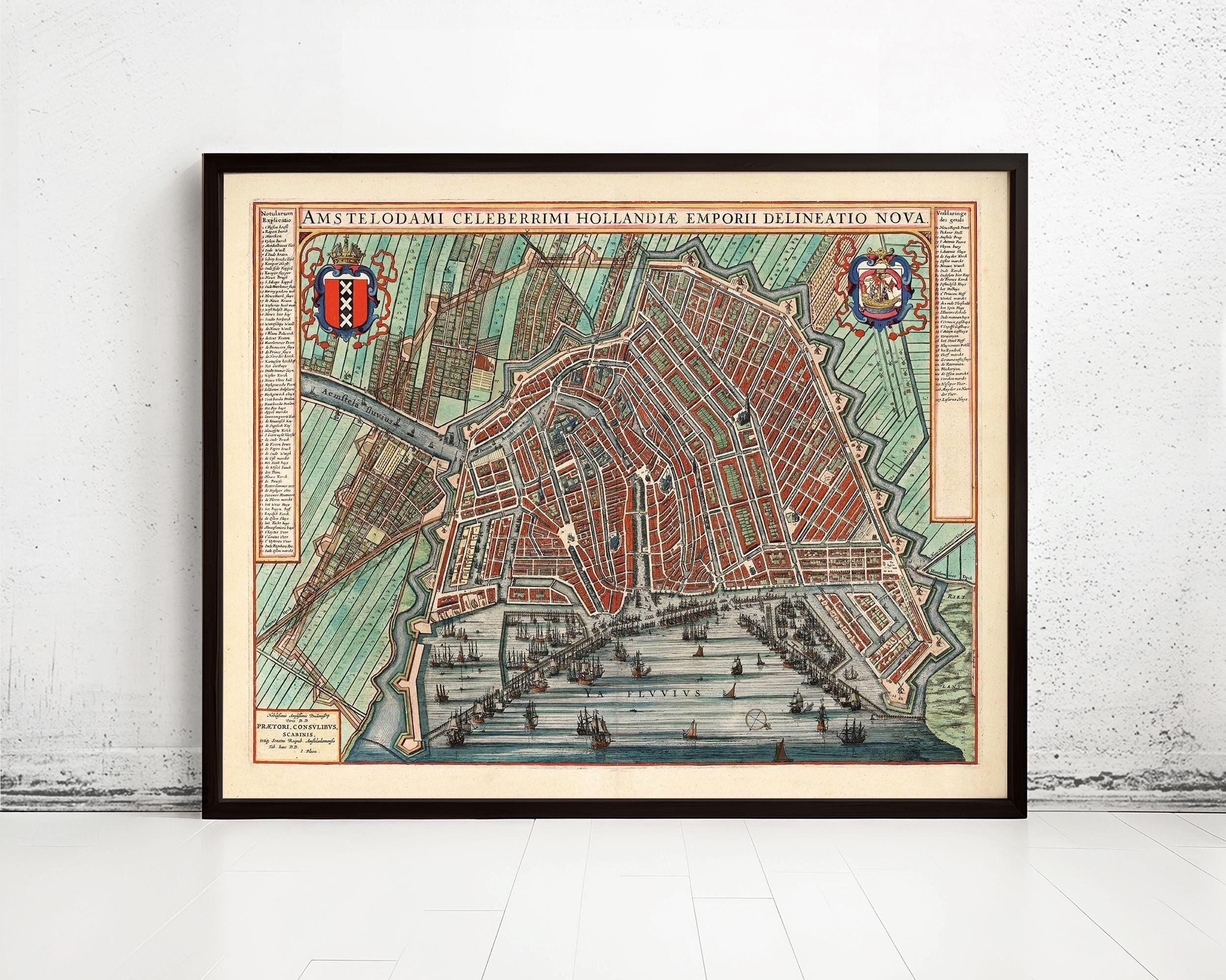 Old Map of Amsterdam The Netherlands 1649 Vintage Map | Vintage Map Wall Art Print