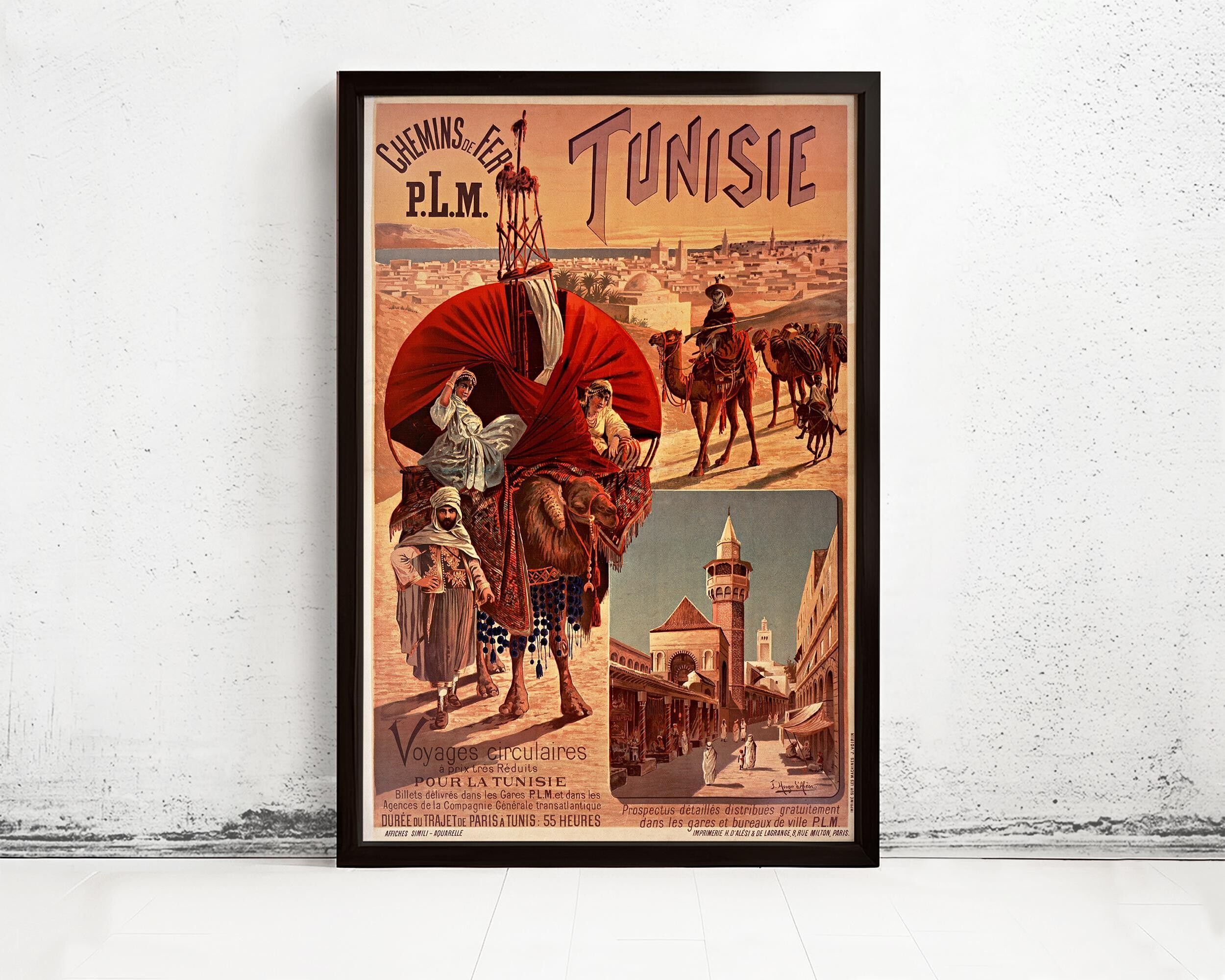 Vintage Poster of Tunisie Tunisia  1891 Tourism poster travel | Vintage Map Wall Art Print | Large Poster Print | Home Decor Wall Art