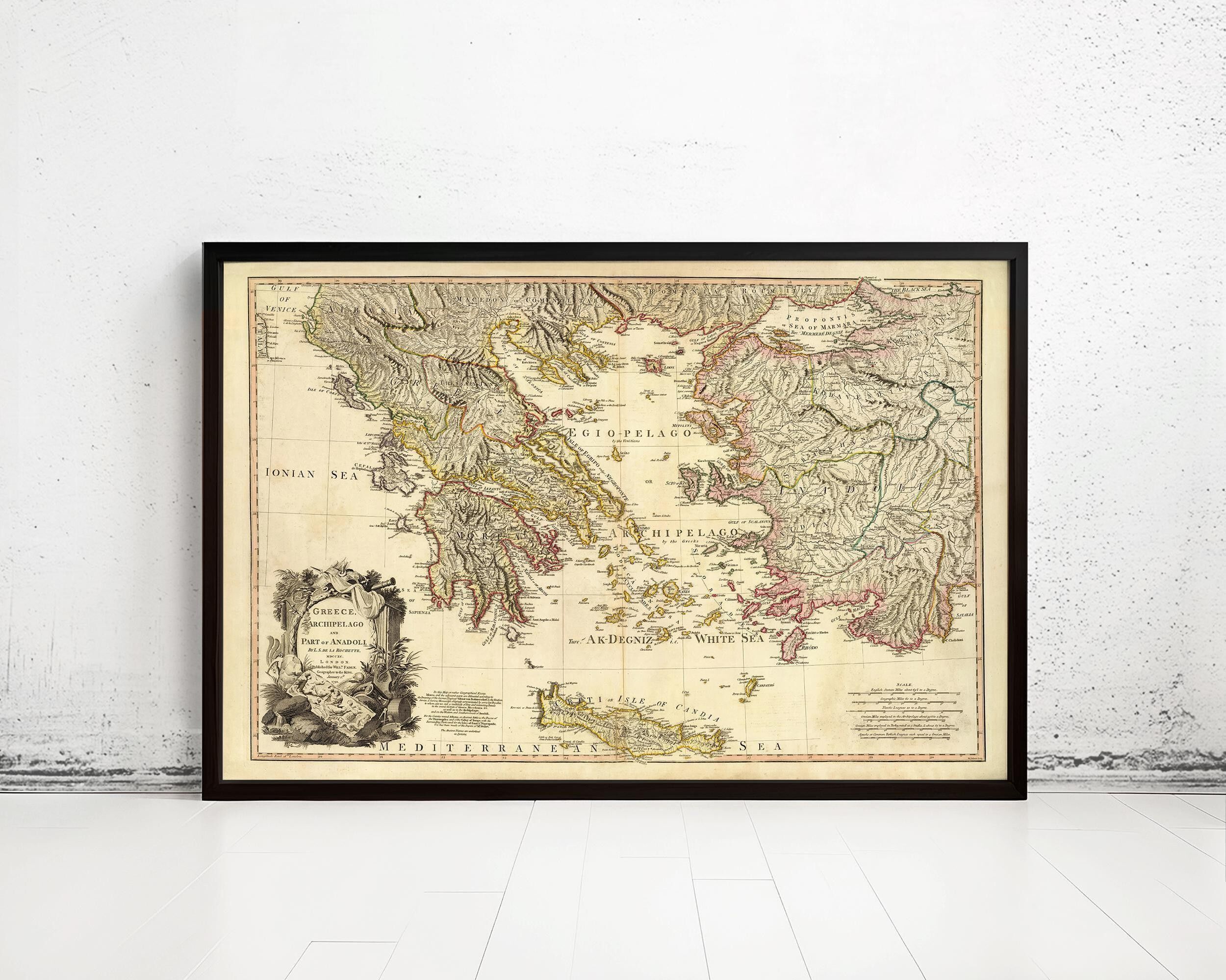 Old Map of Greece 1791 Vintage map  | Vintage Map Wall Art Print