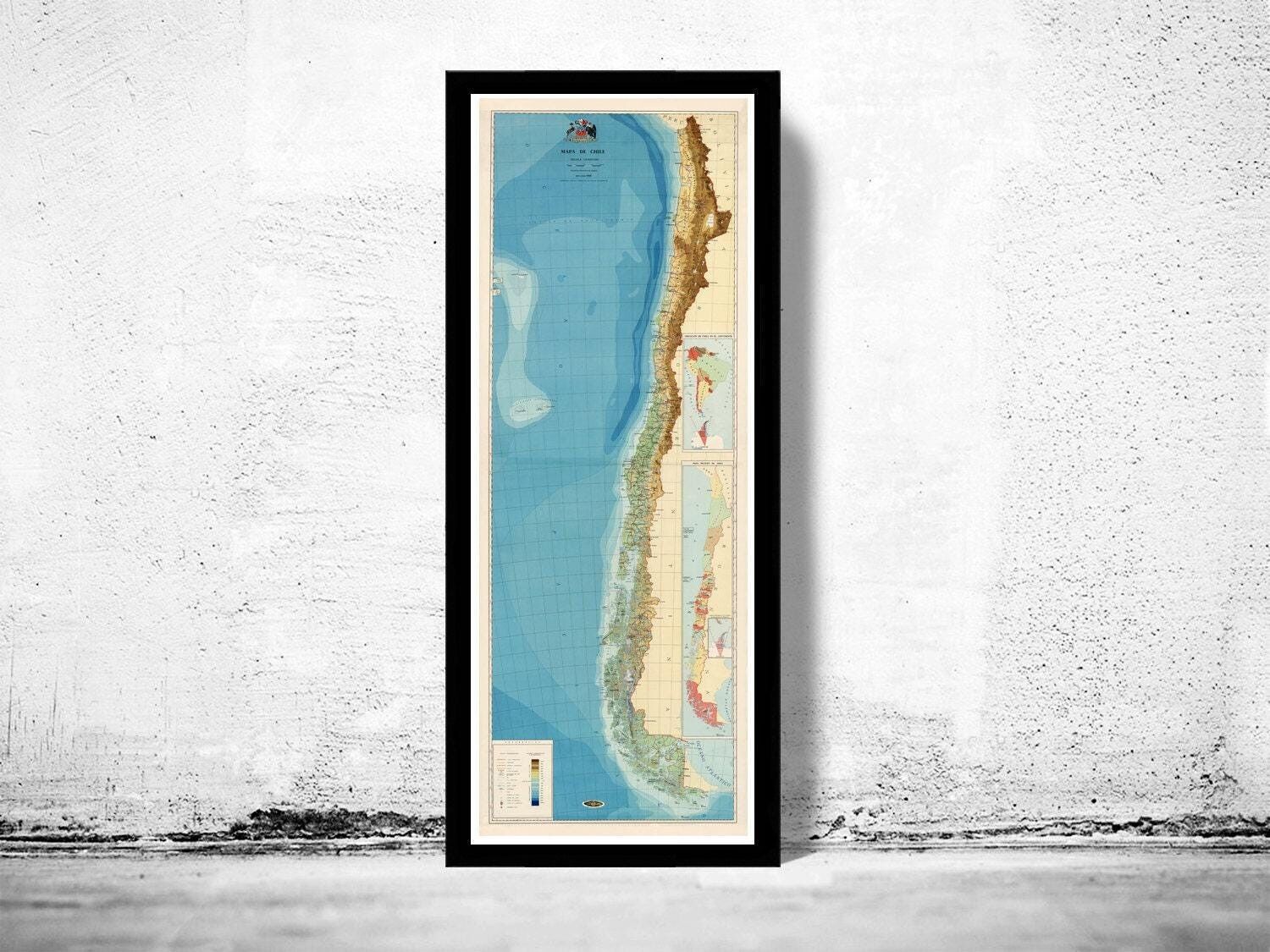 Old Map of Chile  | Vintage Map Wall Art Print