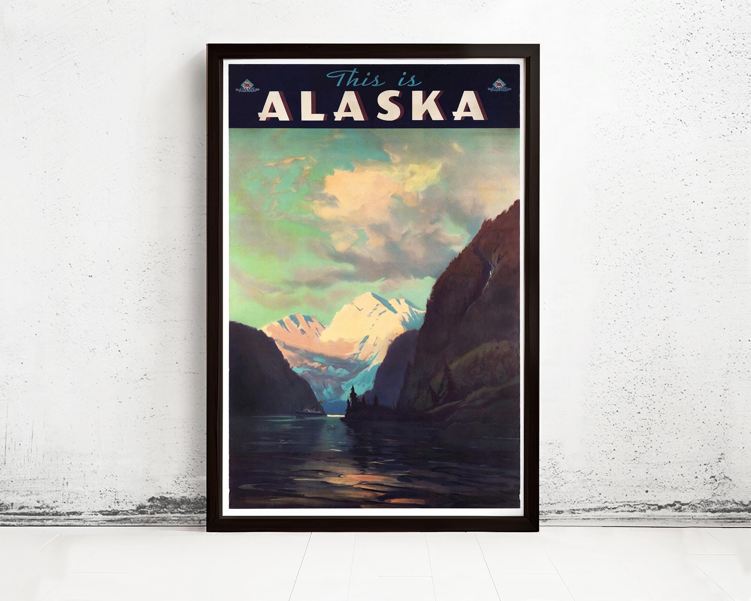 Poster d'epoca dell'Alaska - This is Alaska 1940 | Stampa artistica da parete con mappa d'epoca | Stampa di poster di grandi dimensioni | Decorazione da parete per la casa