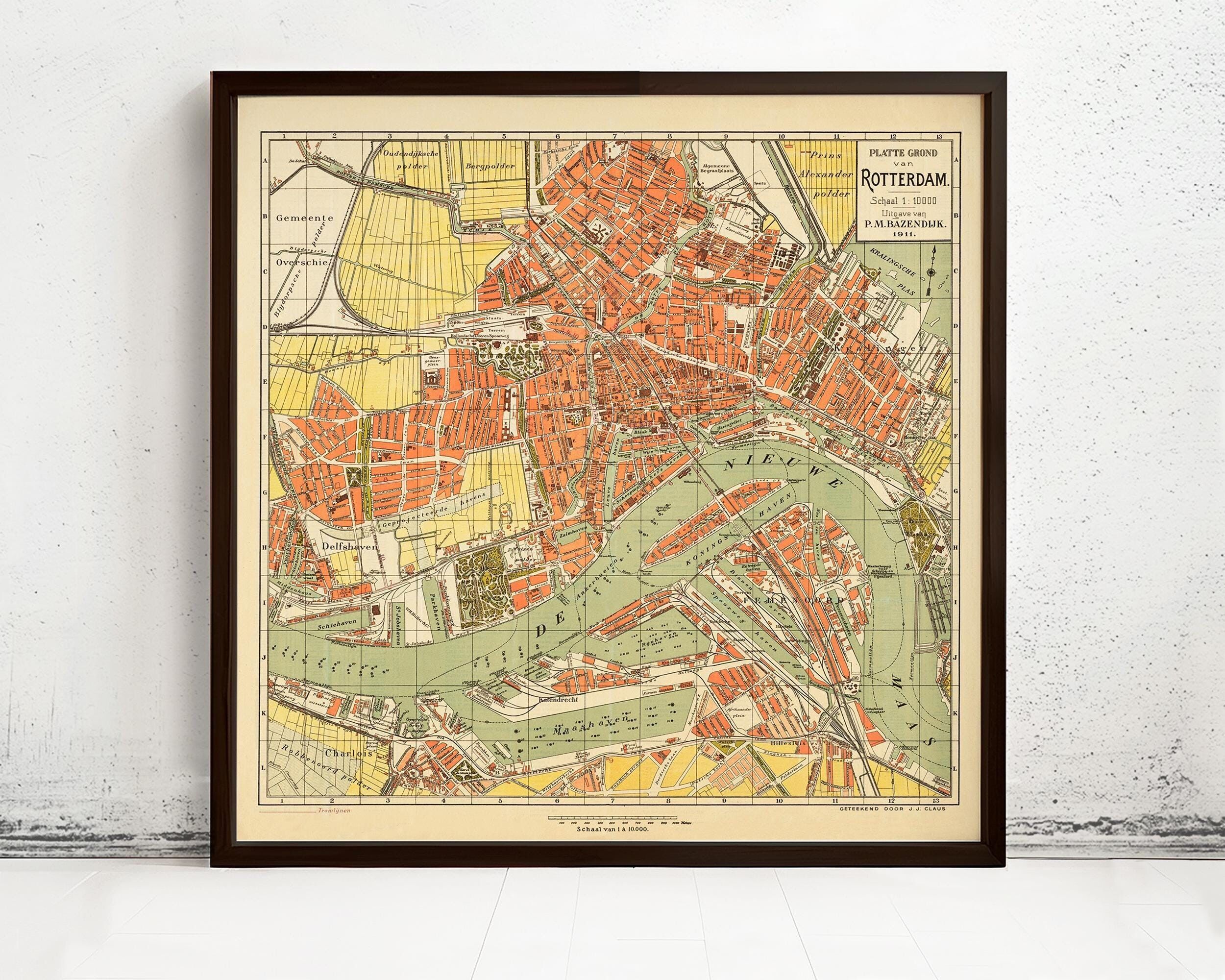 Old Map of Rotterdam The Netherlands 1911 Vintage Map | Vintage Map Wall Art Print