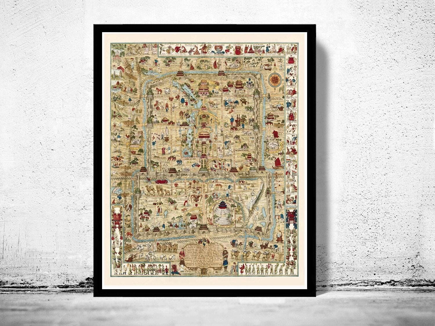 Old Map of Beijing China 1936 Vintage Map | Vintage Map Wall Art Print