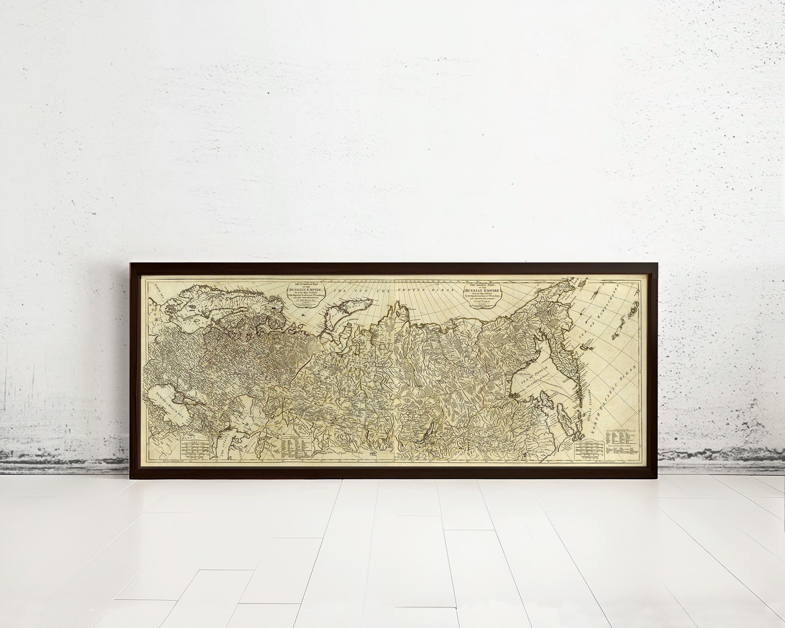 Vecchia mappa della Russia, Impero russo, 1790 | Stampa artistica da parete con mappa d'epoca