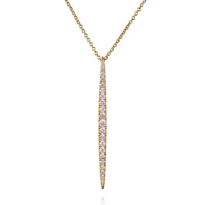 Collier avec pendentif en forme de barre longue plaqué or pour femme