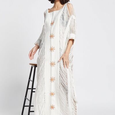 Sunset White Poncho
