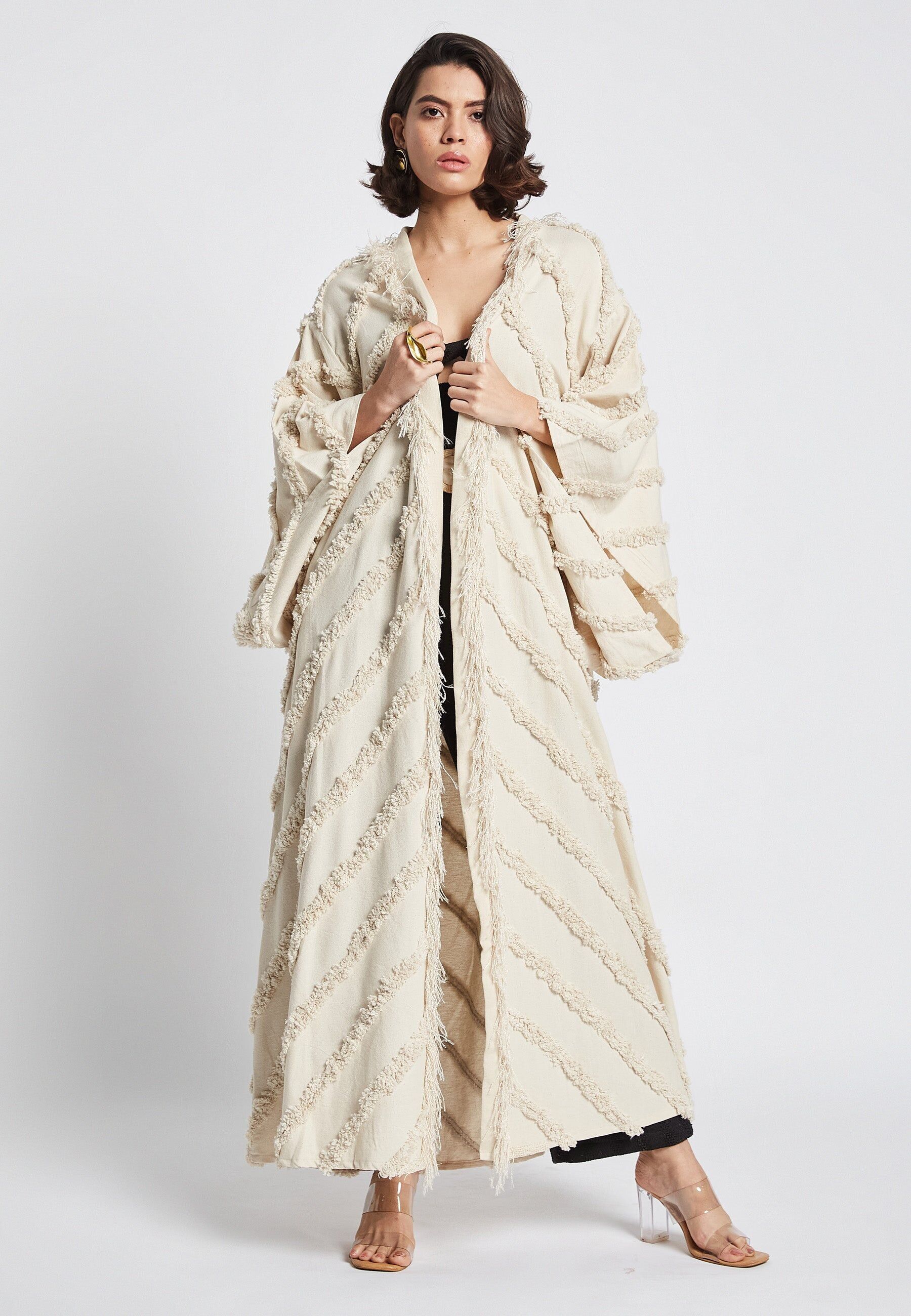 Kimono beige helecho